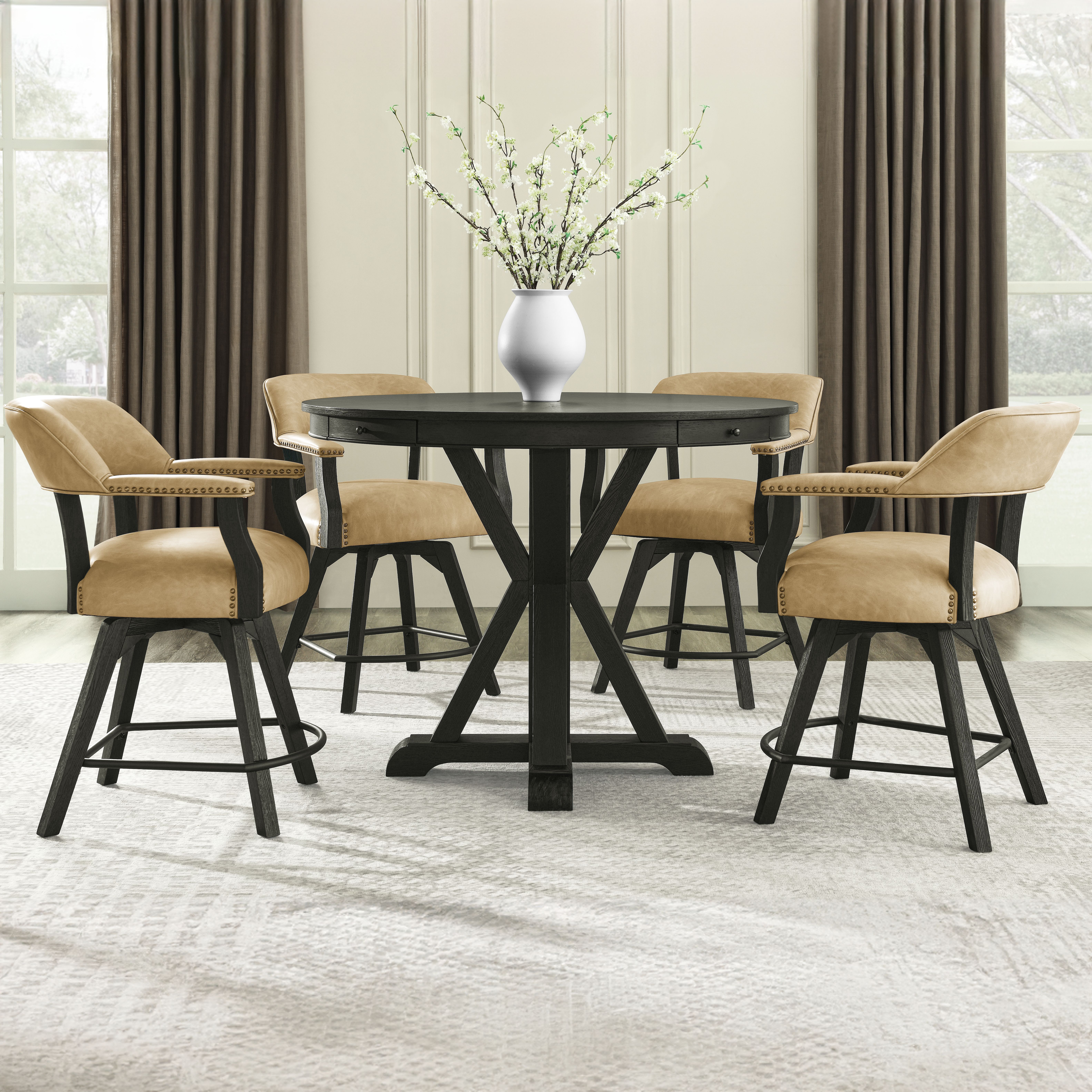 Rylie - 5 Piece Counter Dining Set - Black