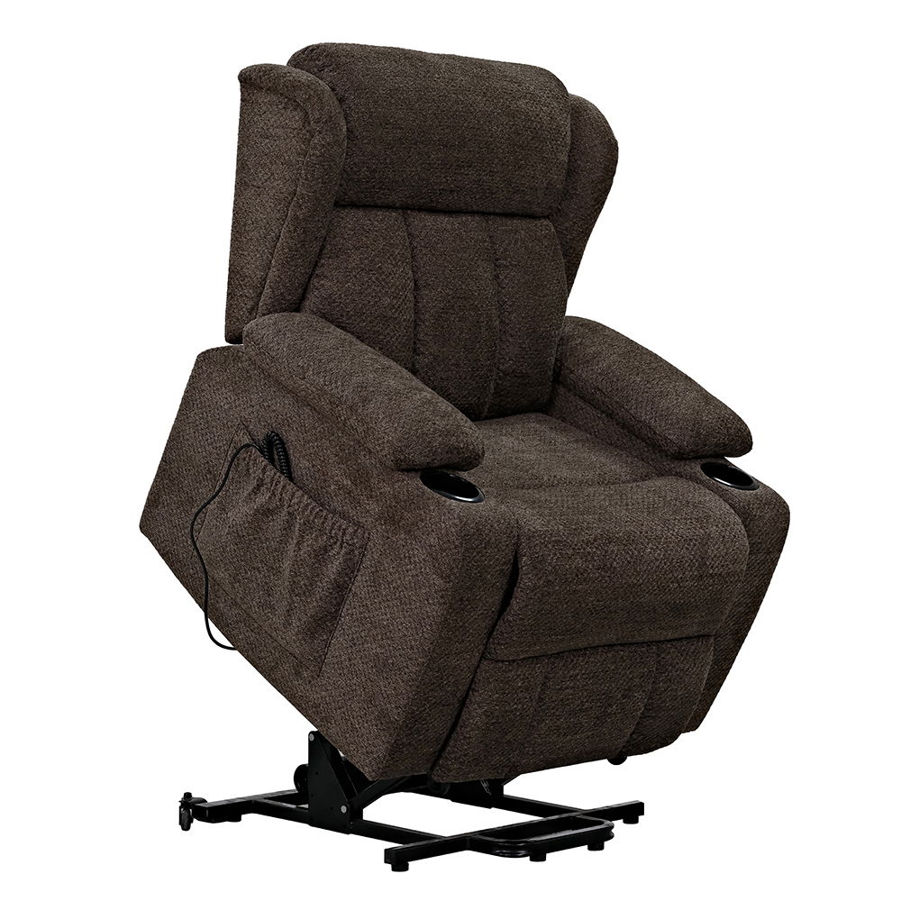 Lusio - Power Motion Recliner With Lift & Cup Holder - Brown, dark brown, view 4