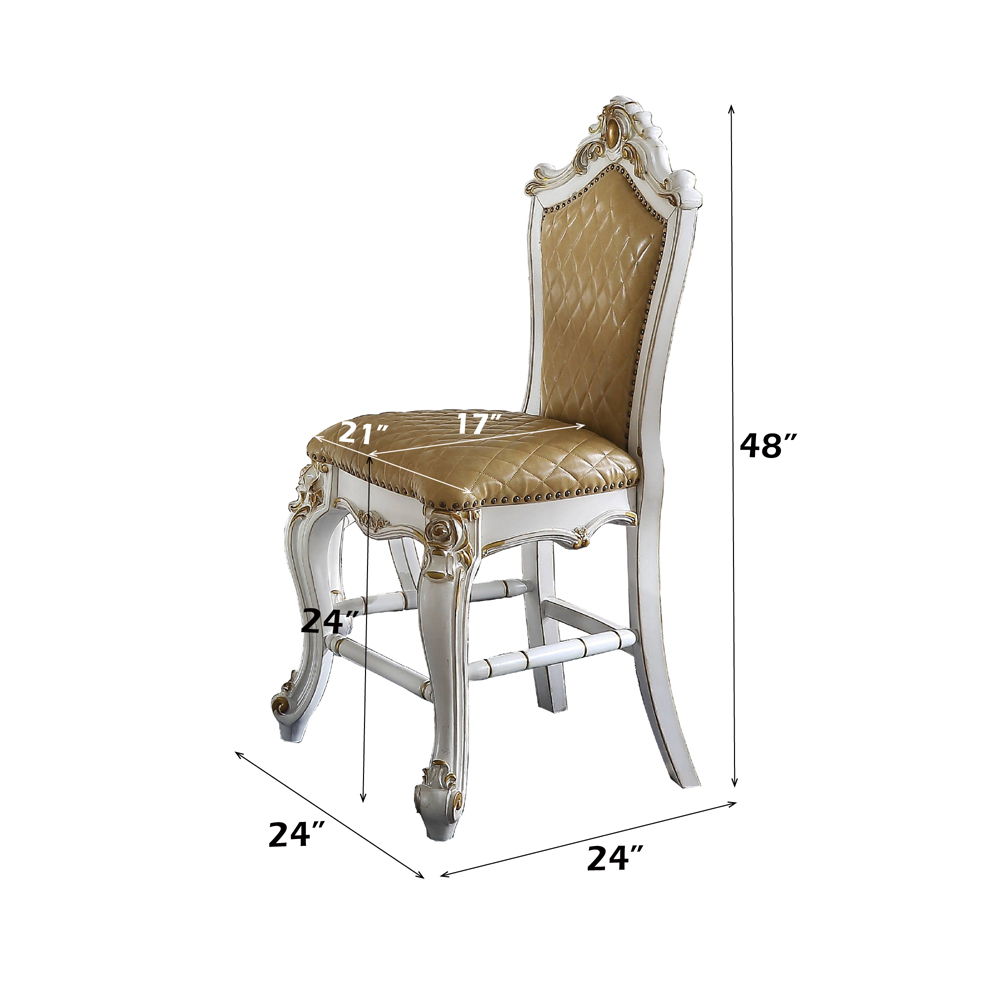 Picardy - Counter Height Chair (Set of 2) - Butterscotch Synthetic Leather & Antique Pearl, beige, view 2