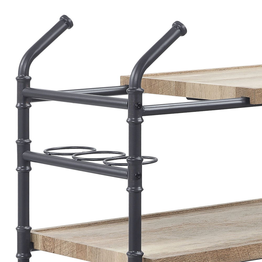 Brantley - Serving Cart - Oak & Sandy Black, light brown, view 7
