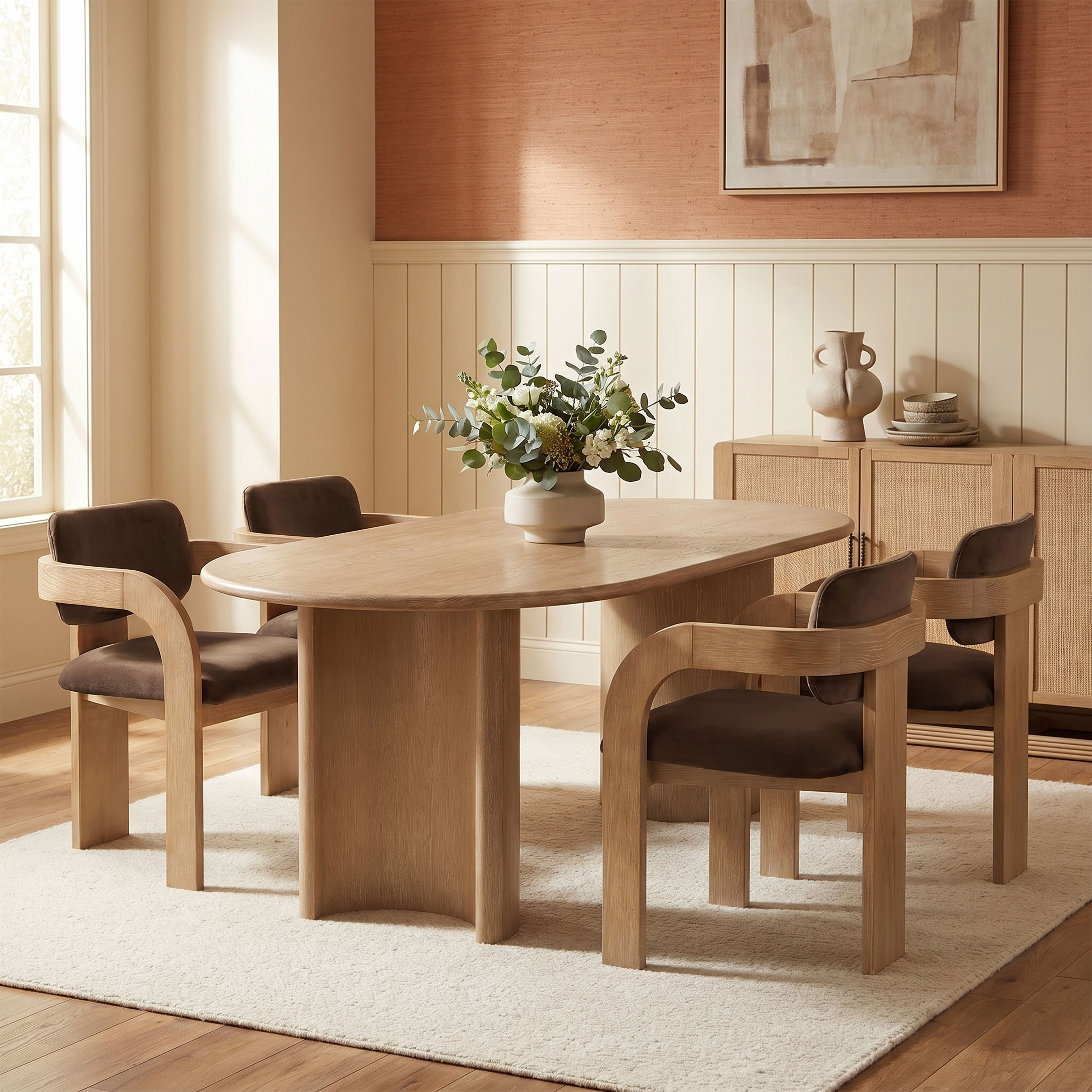Cedra - Velvet Performance Fabric Upholstered Dining Chair (Set of 2) - Brown / Natural