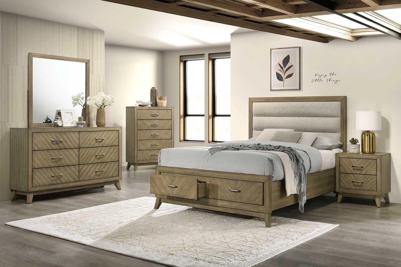 B269 - 3 Piece Bedroom Set (Queen Bed, Dresser, Mirror) - Light Brown