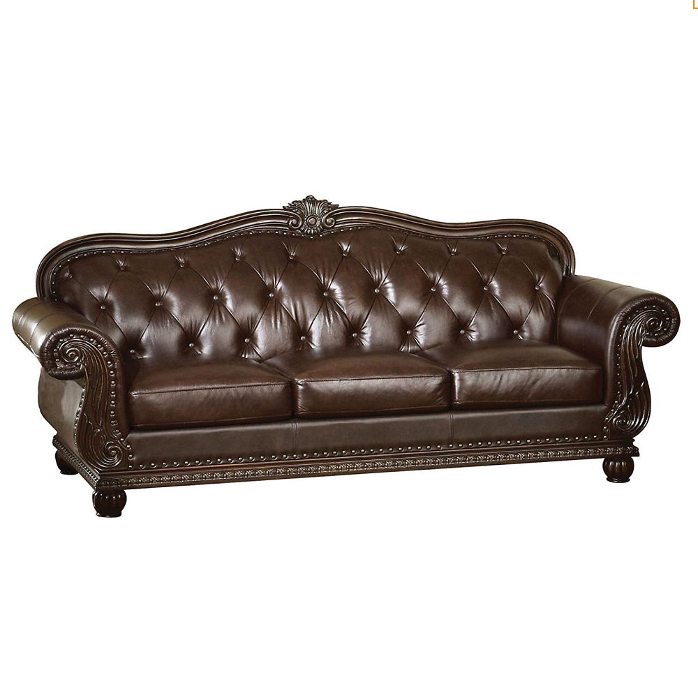 Anondale - Sofa - Espresso Top Grain Leather Match & Cherry, dark brown, view 2