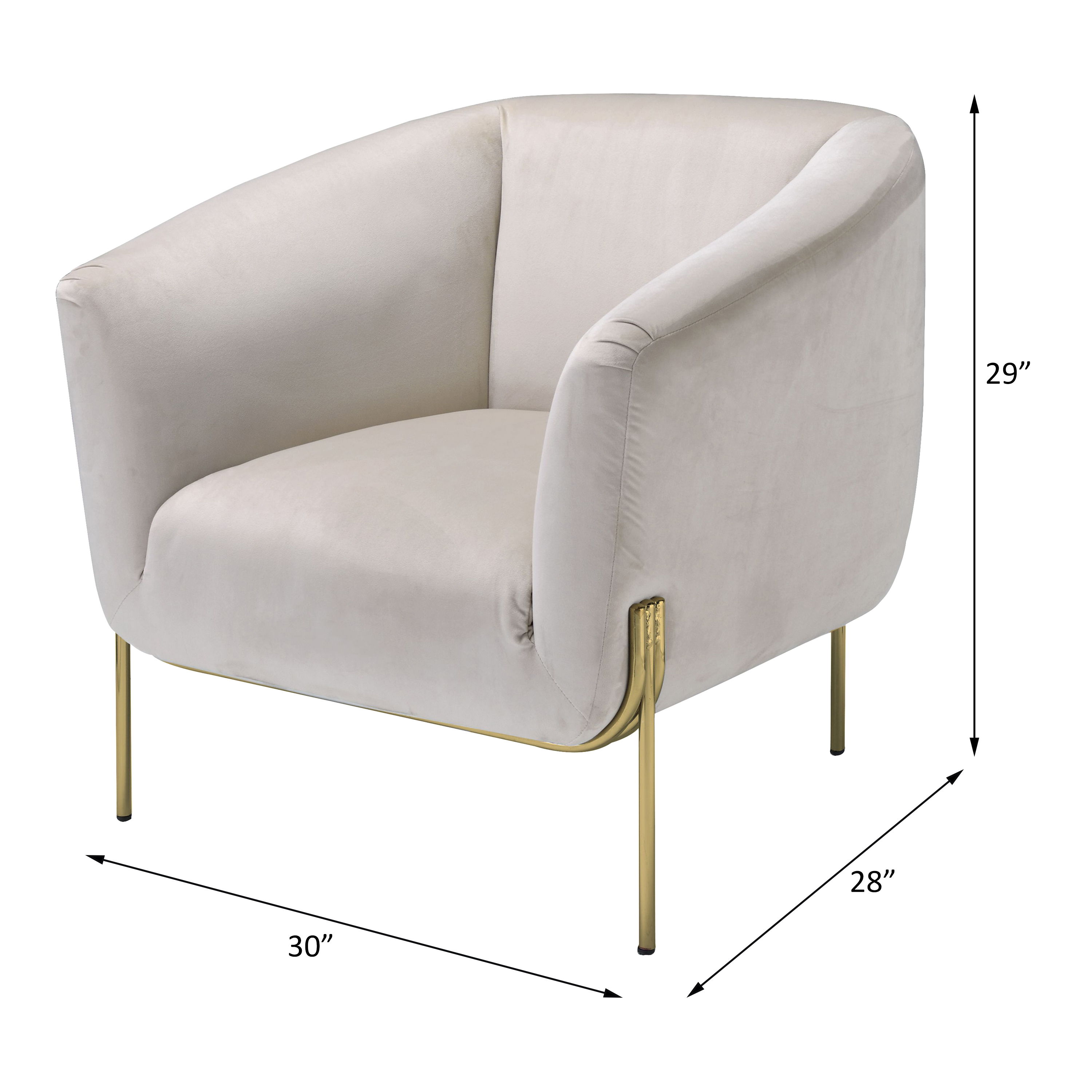 Carlson - Accent Chair - Beige Velvet & Gold, beige, view 5