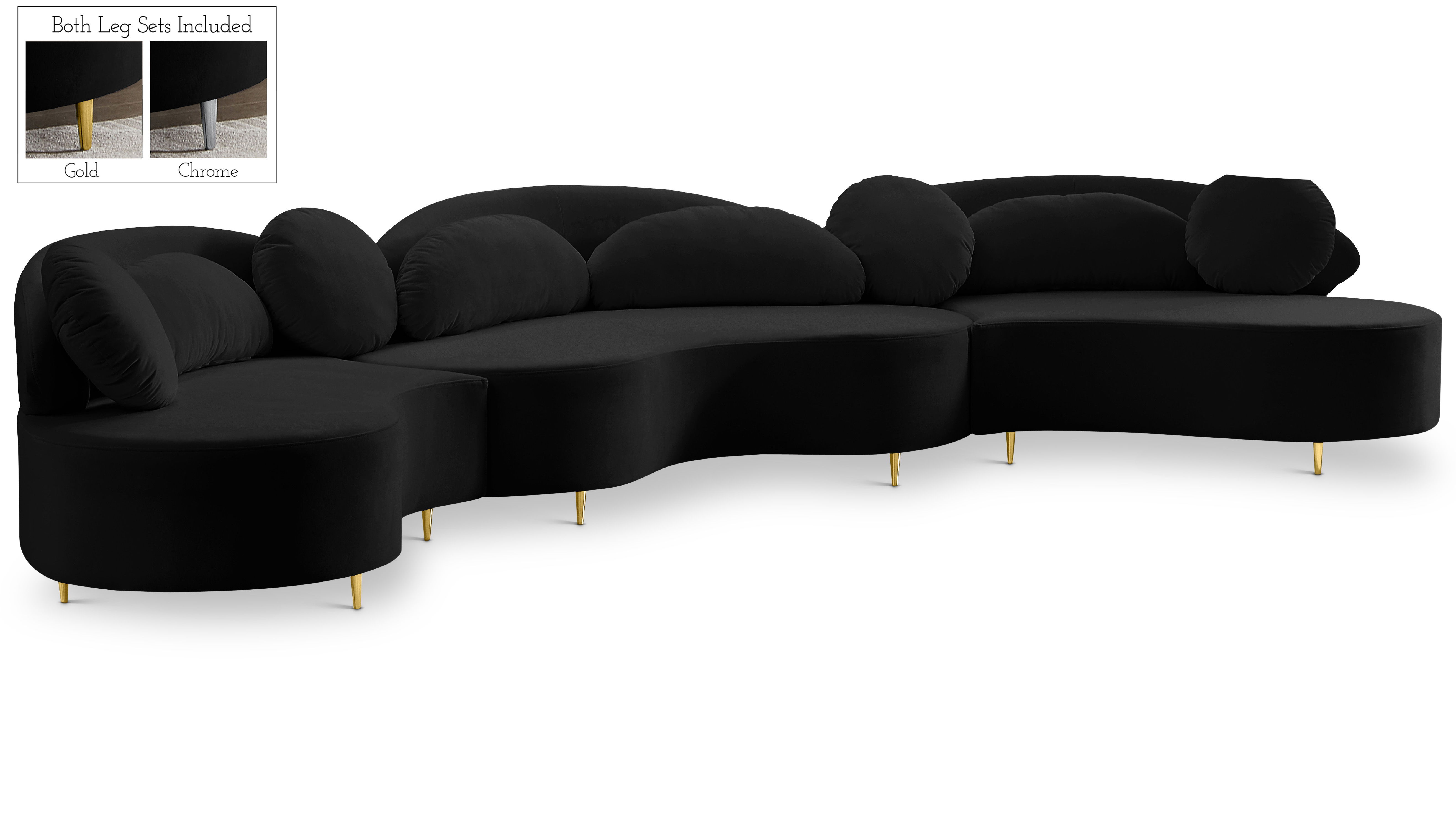 Vivacious - 3 Piece Sectional - Black