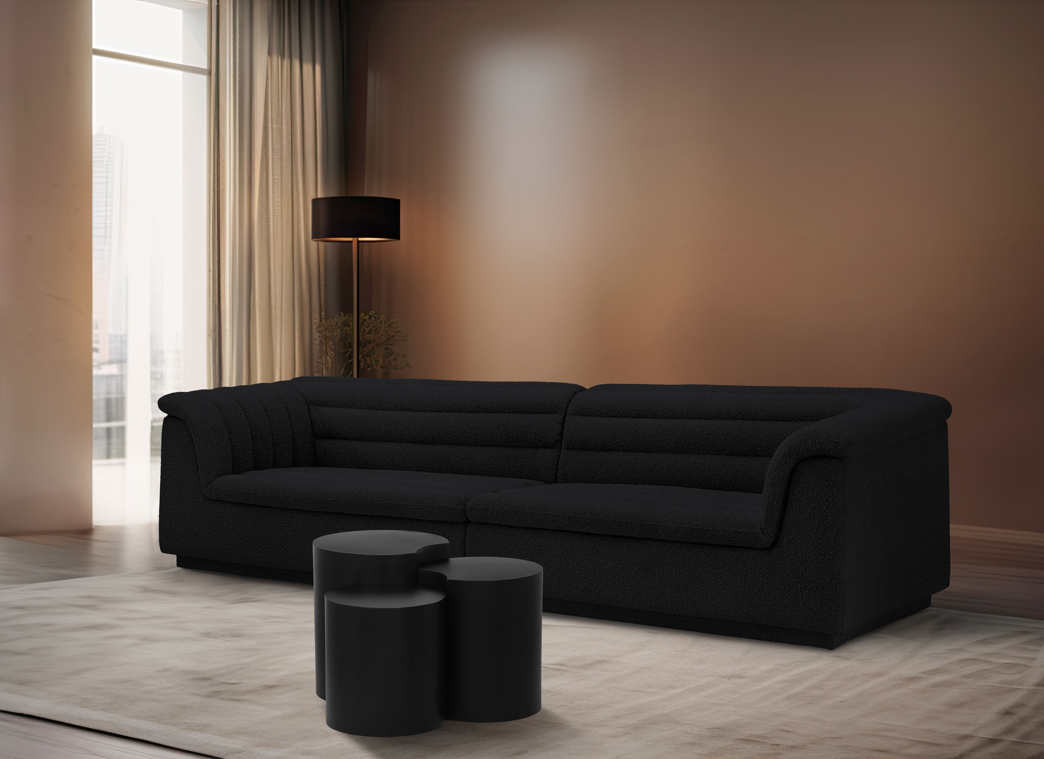 Dimple - 20" 3 Piece Modular End Table - Black