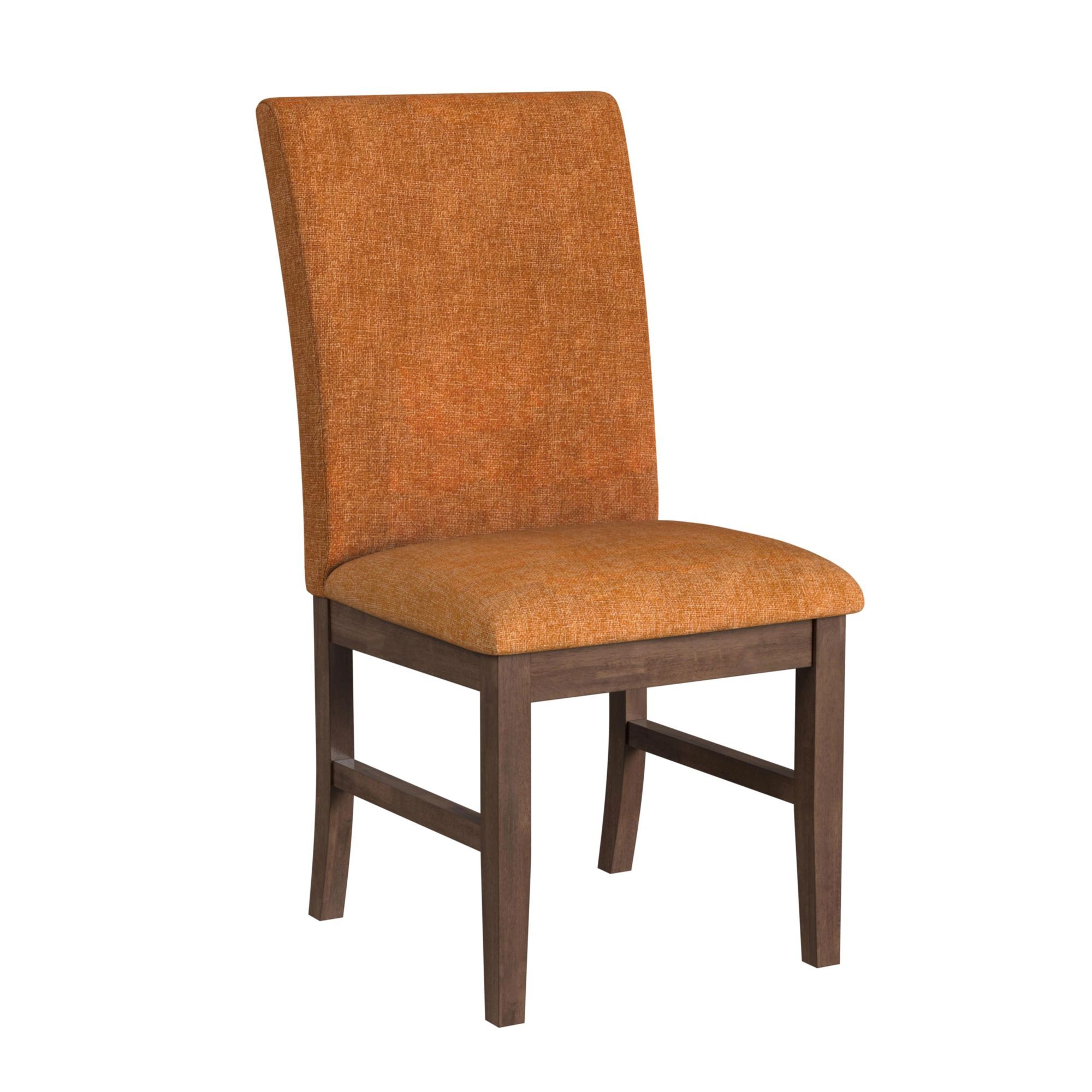 Santa Barbara - 5 Piece Standard Height Dining Set (Round Table And Four Fabric Chairs) - Walnut / Orange