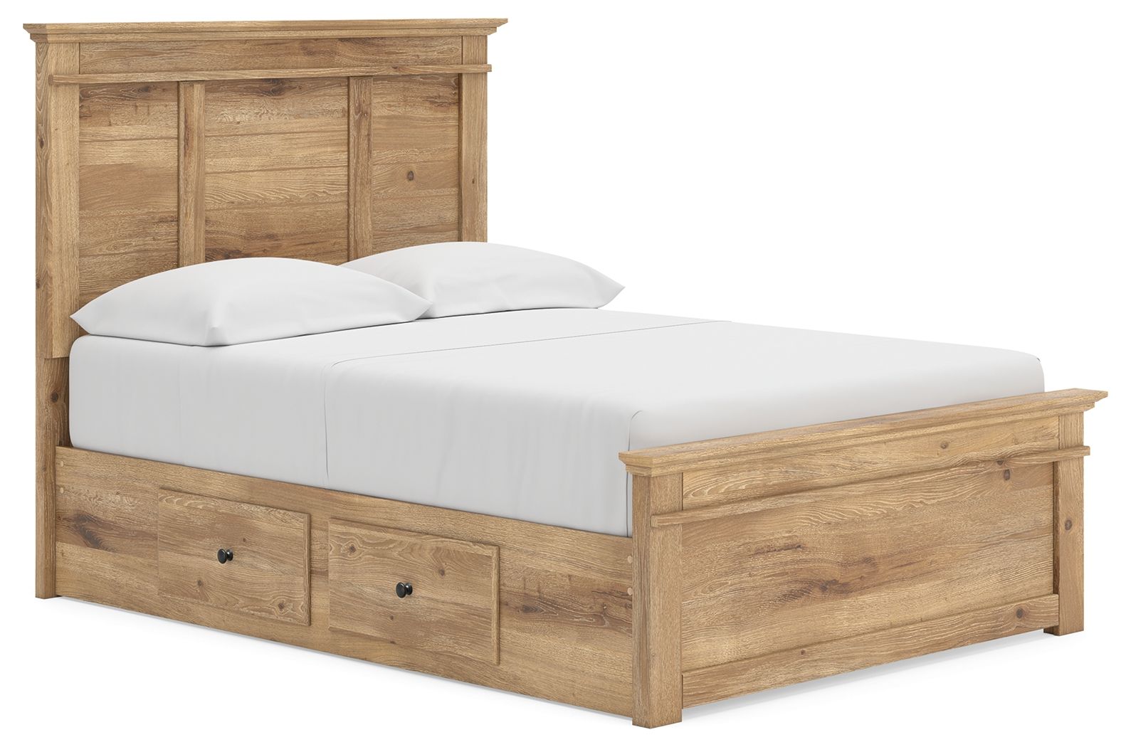 Makidern - Full Panel Storage Bed With Under Bed Storage Unit - Tan