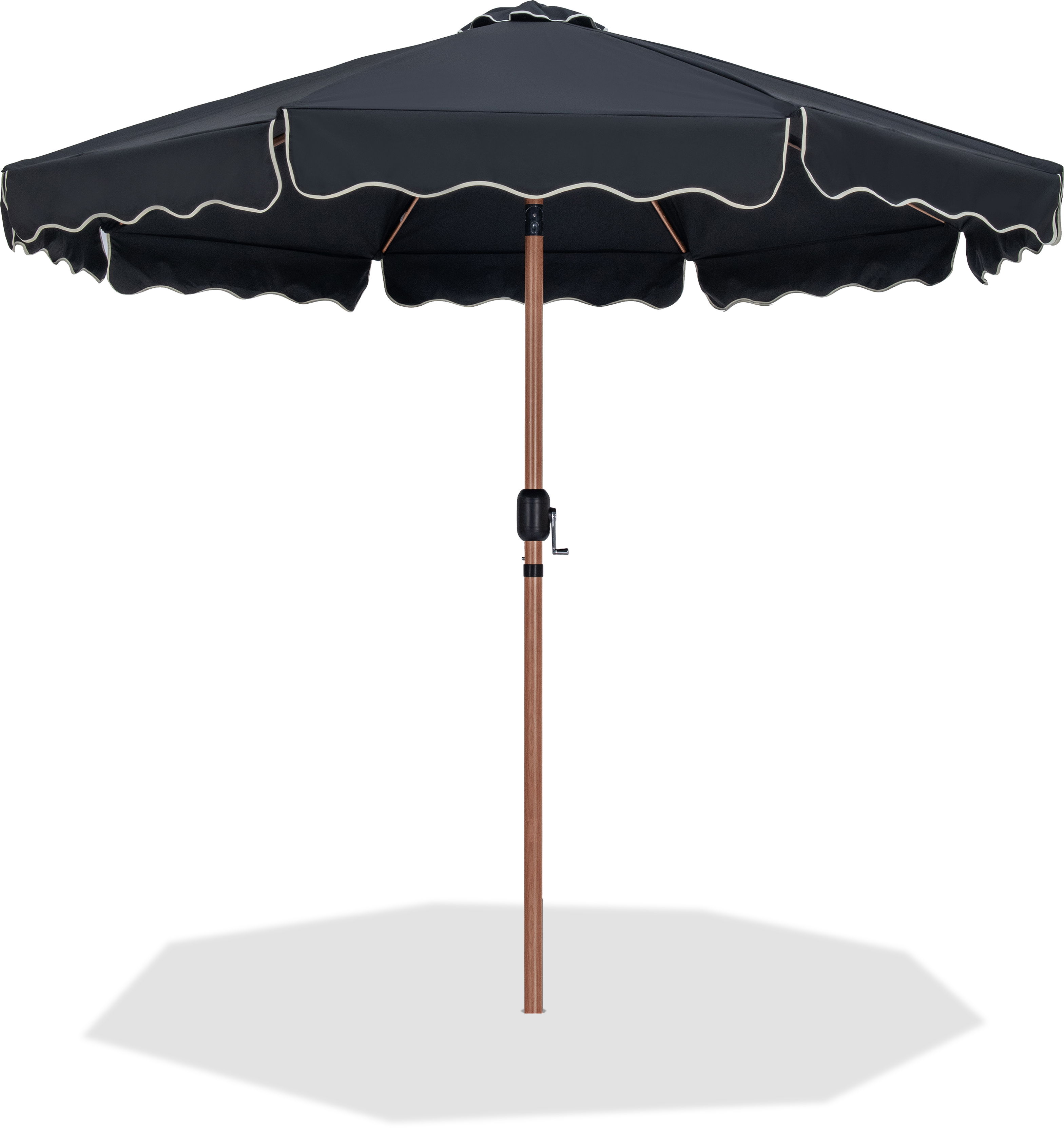 Amalfi - Fabric With Cream Piping Patio Umbrella - Black