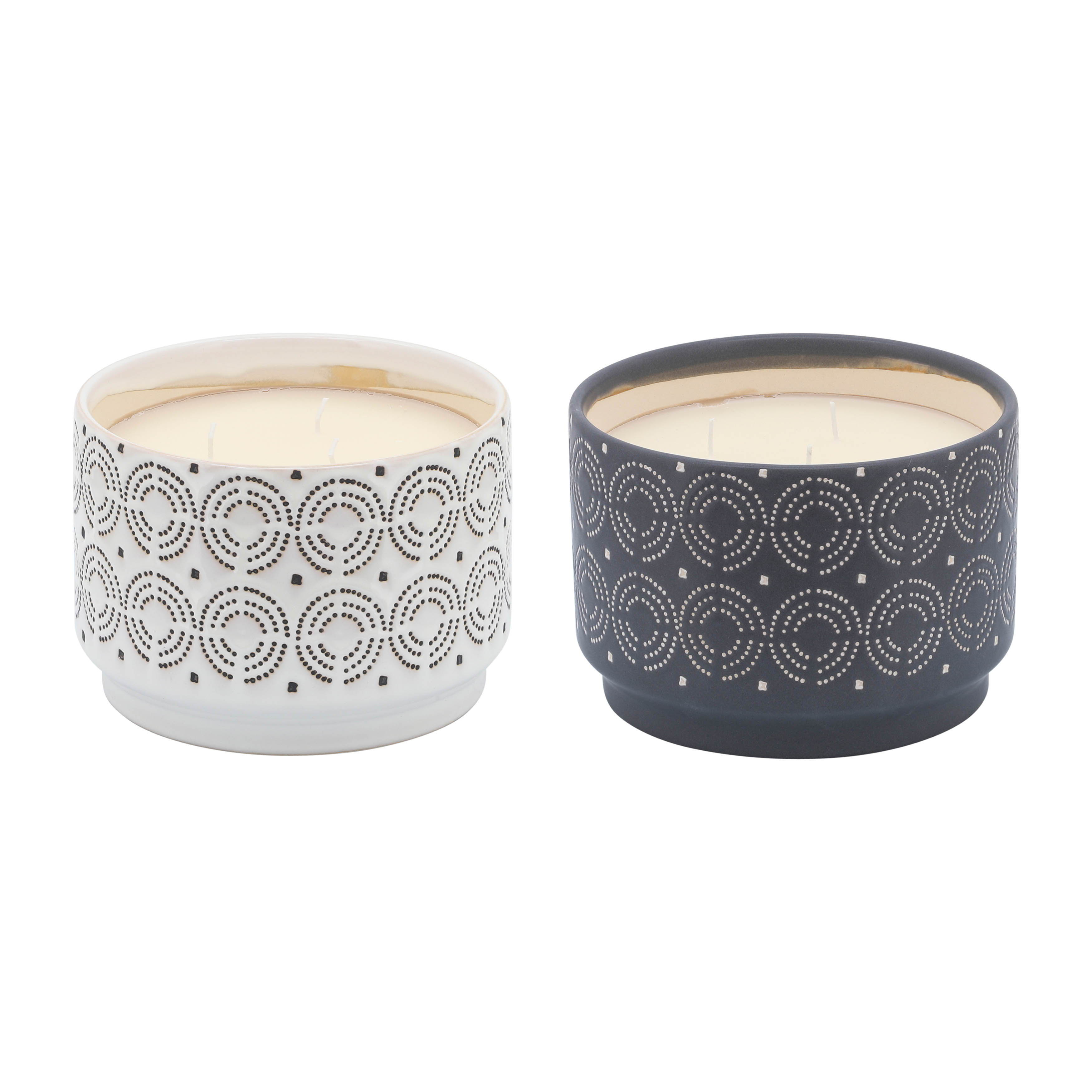 (Set of 2) Swirls Citronella Candle 7\" - Gray/White 27Oz