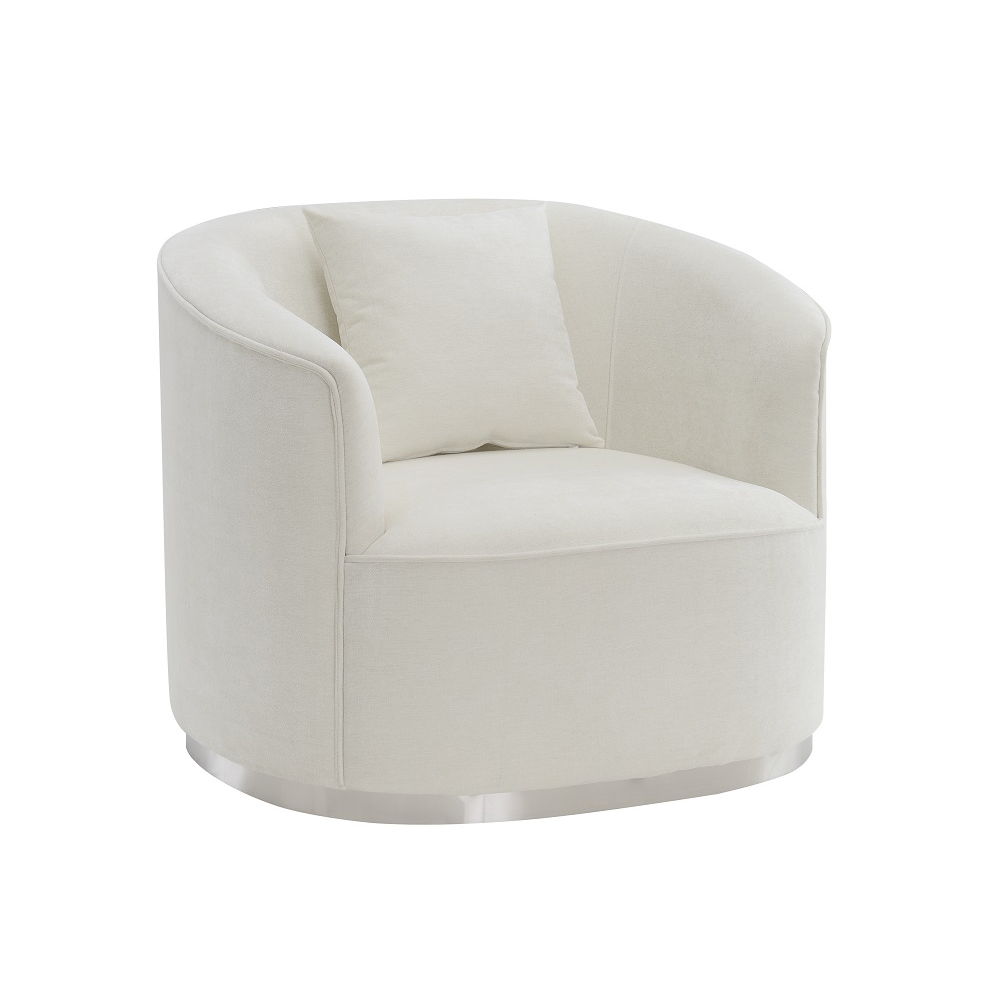Odette - Chair With Pillow - Beige Chenille, white, view 2