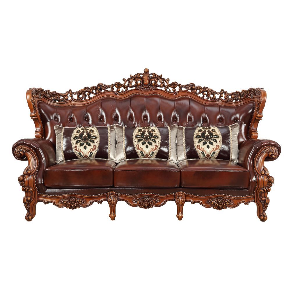 Eustoma - Sofa - Cherry Top Grain Leather Match & Walnut, dark brown, view 2