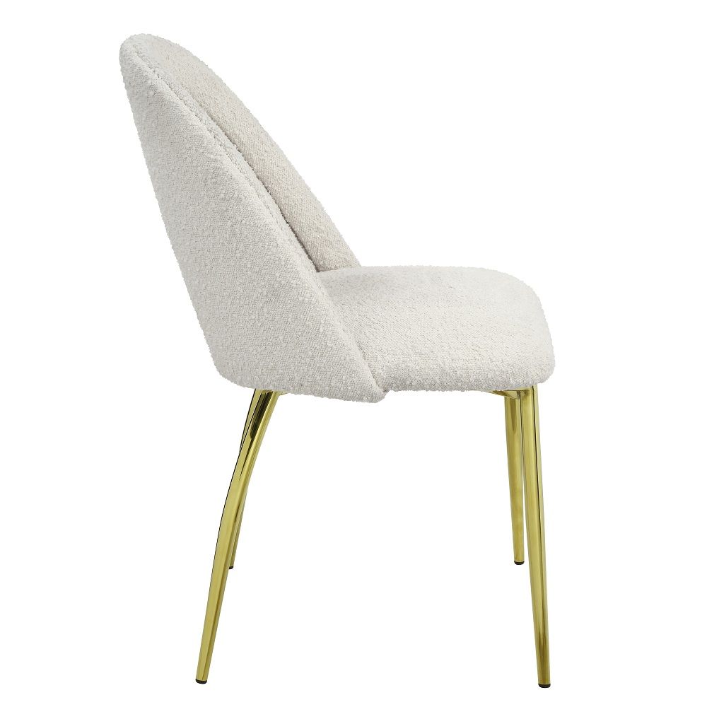 Fadri - Side Chair (Set of 2) - Teddy Sherpa & Mirrored Gold, white, view 3