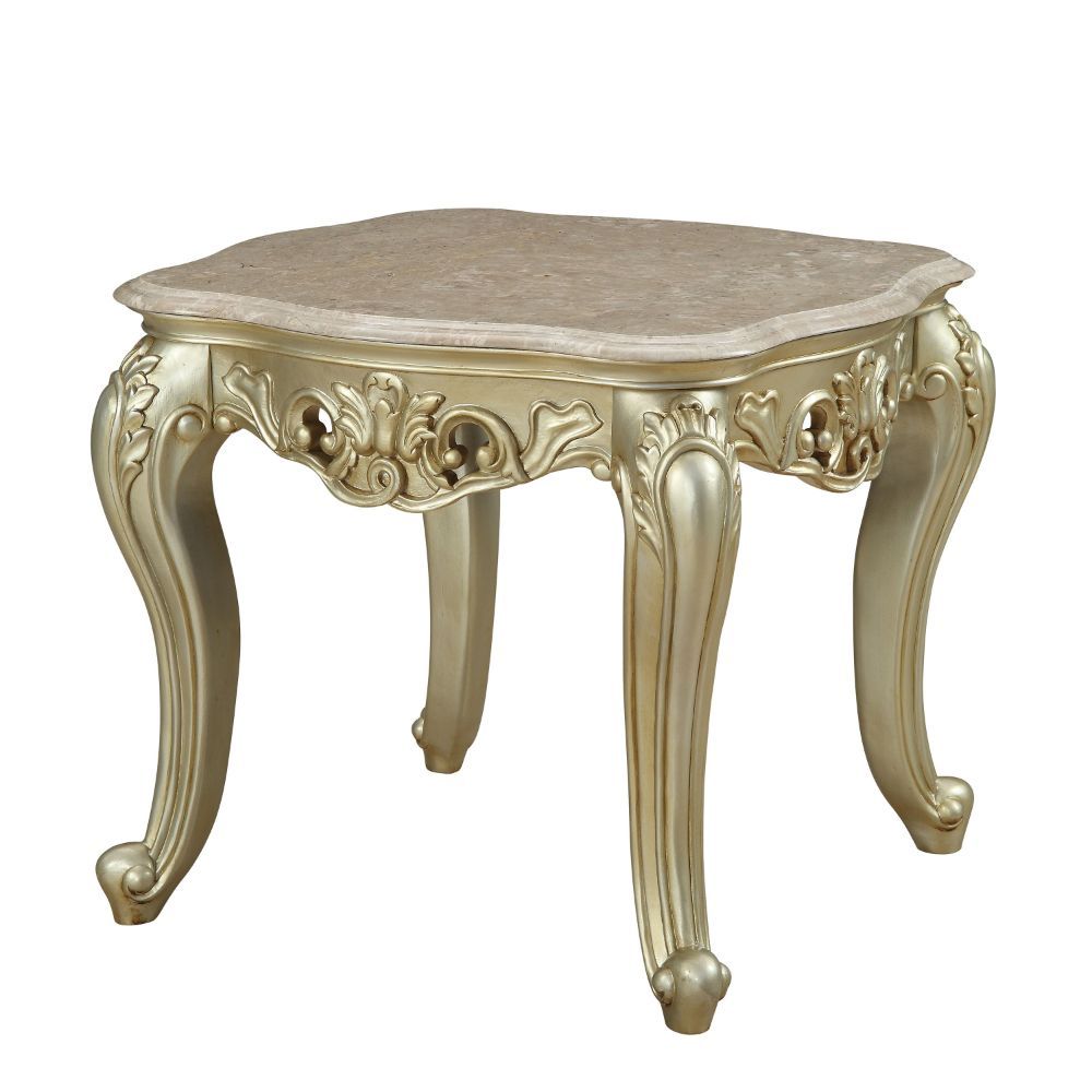 Gorsedd - End Table With Marble Top - Marble Top & Golden Ivory, beige