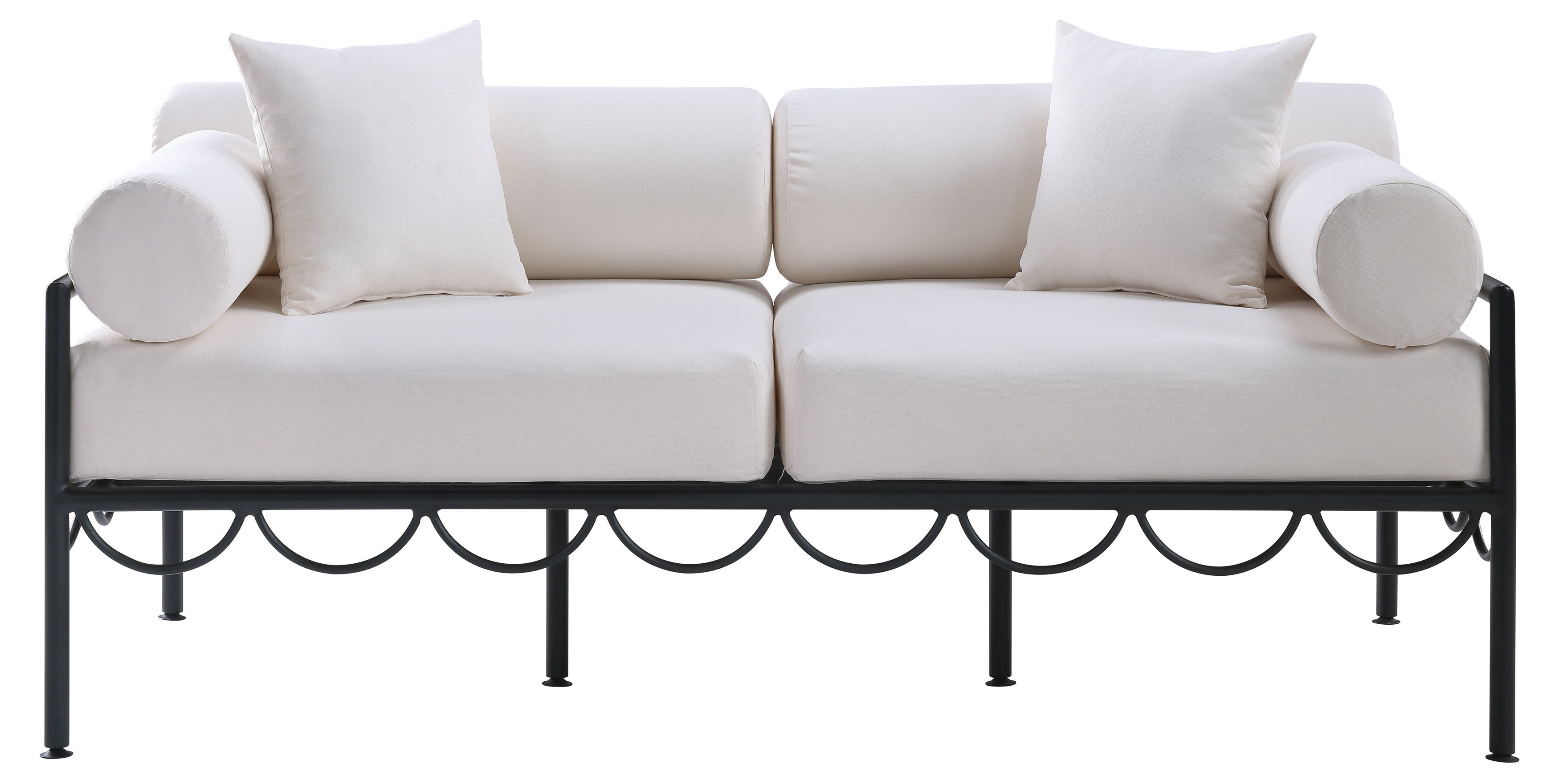 Portofino - Resilient Water Repellent Fabric 69.75" Upholstered Outdoor Patio Loveseat - Cream