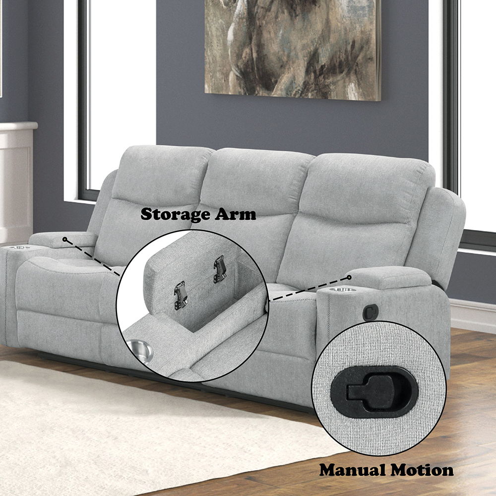 Galya - Motion Sofa - Light Gray Chenille, light gray, view 8