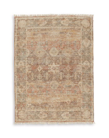 Waycotten – 5′ x 7′ Rug – Orange / Brown / White