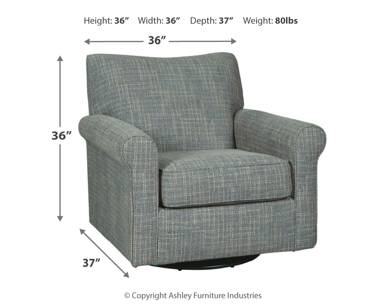 Ashley Furniture Renley - Swivel Glider Accent Chair - Ash - Image 4