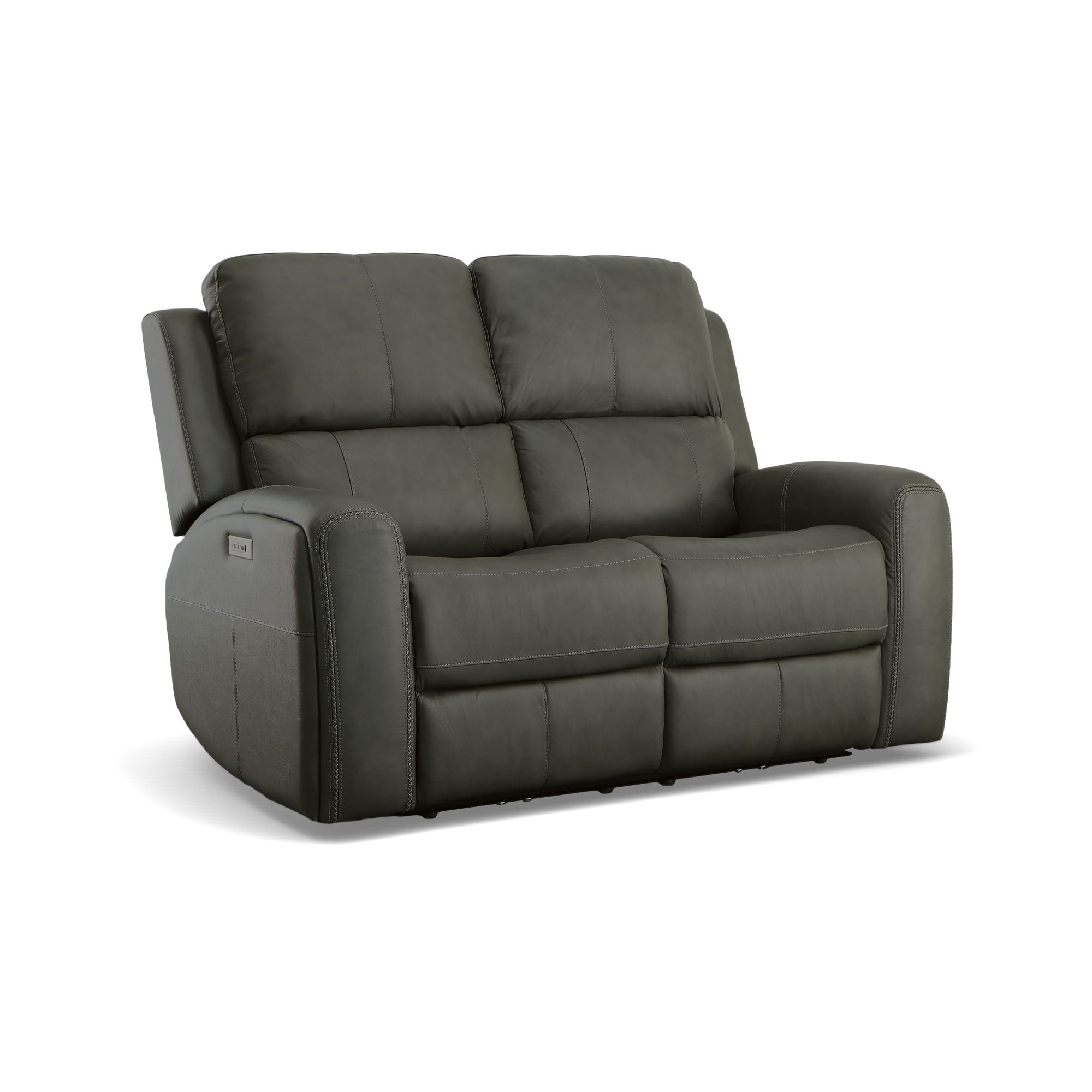 Linden - Power Reclining Loveseat With Power Headrests & Lumbar - Charcoal, dark gray