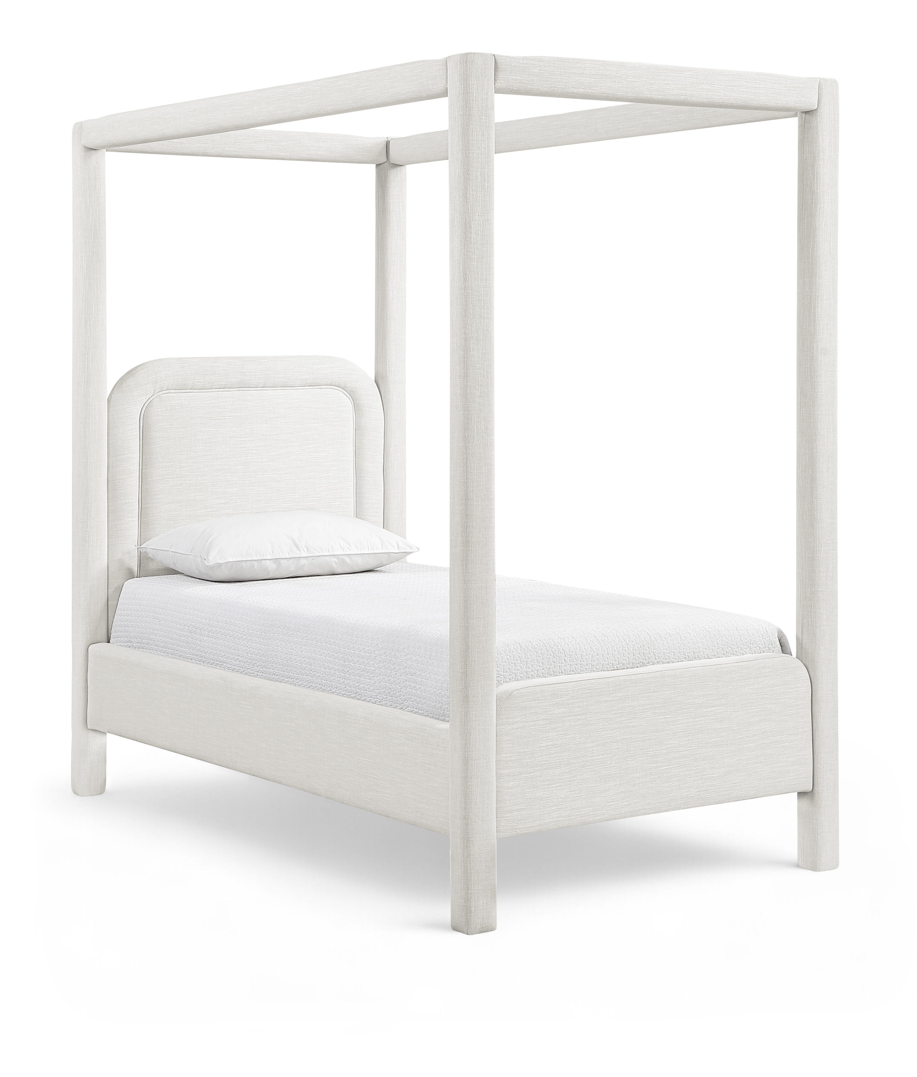 Salina - Linen Textured Fabric Upholstered Twin Bed - Cream