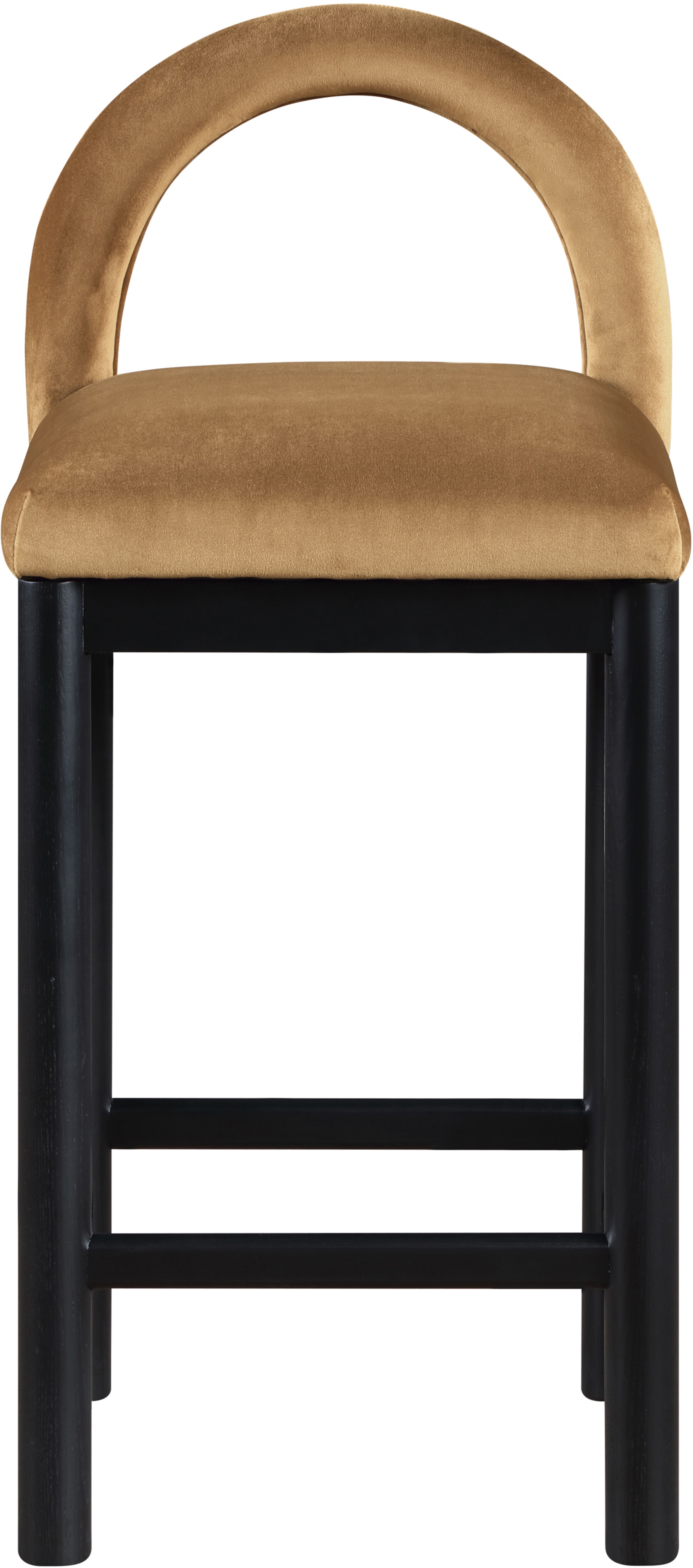 Conrad - Velvet Counter Stool With Black Legs - Saddle
