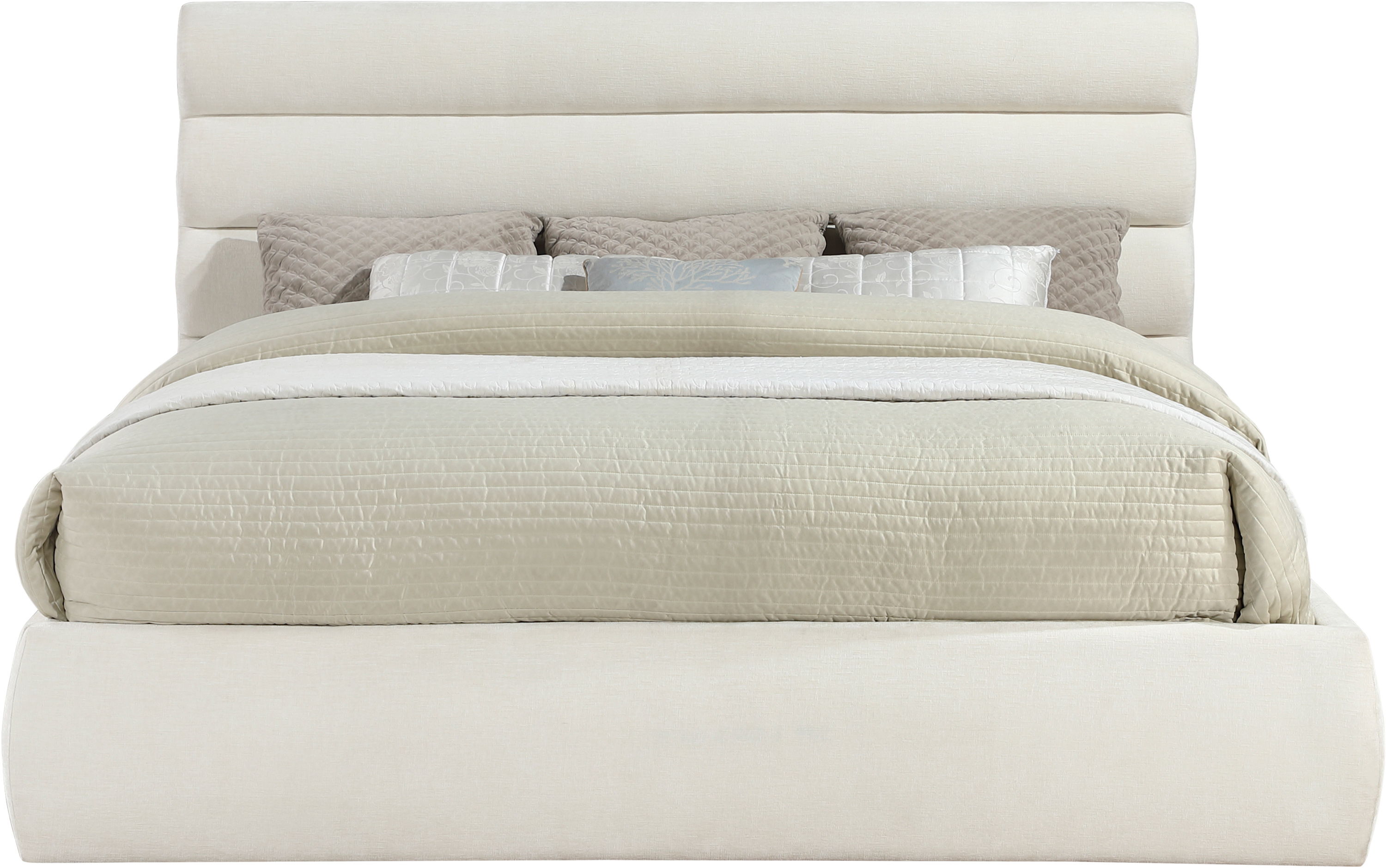 Adam - Chenille Fabric King Bed With 52" Headboard - Cream