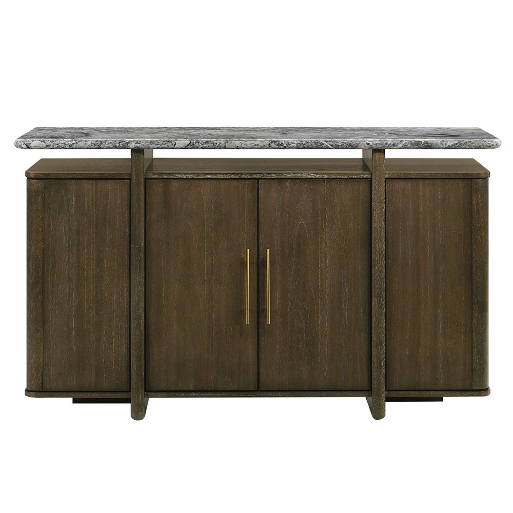 Dillon - Server With Marble Top - Natural / Walnut, dark brown, view 8