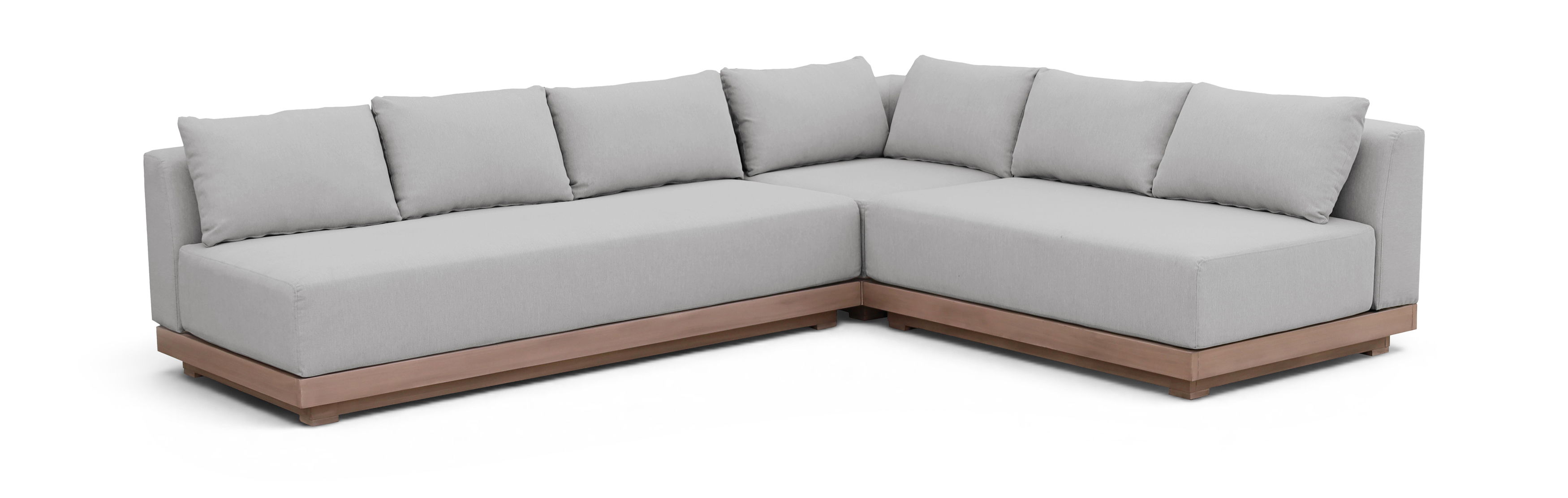 Solace - Olefin Performance Fabric 3 Piece Outdoor Patio Modular Sectional (Sofa, Loveseat & Corner Chair) - Gray