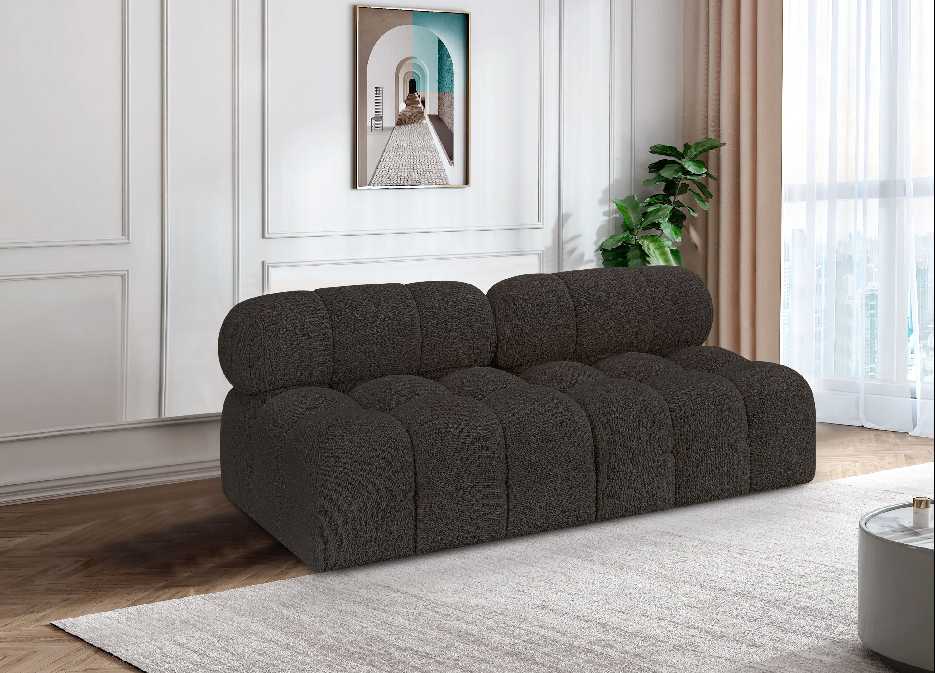 Ames - 2 Piece Modular Armless Sofa - Brown