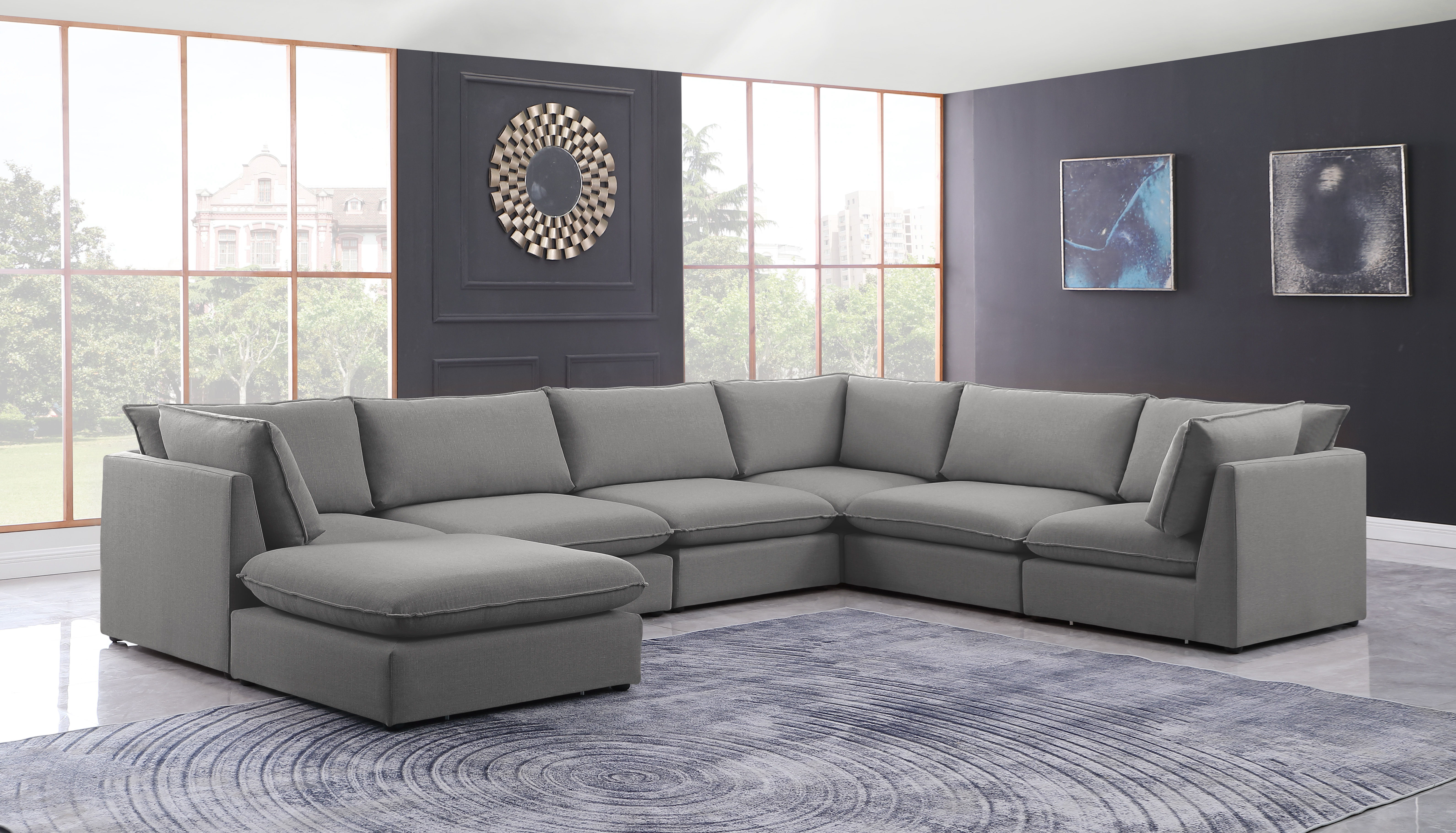 Mackenzie - 7 Piece Modular Sectional - Gray