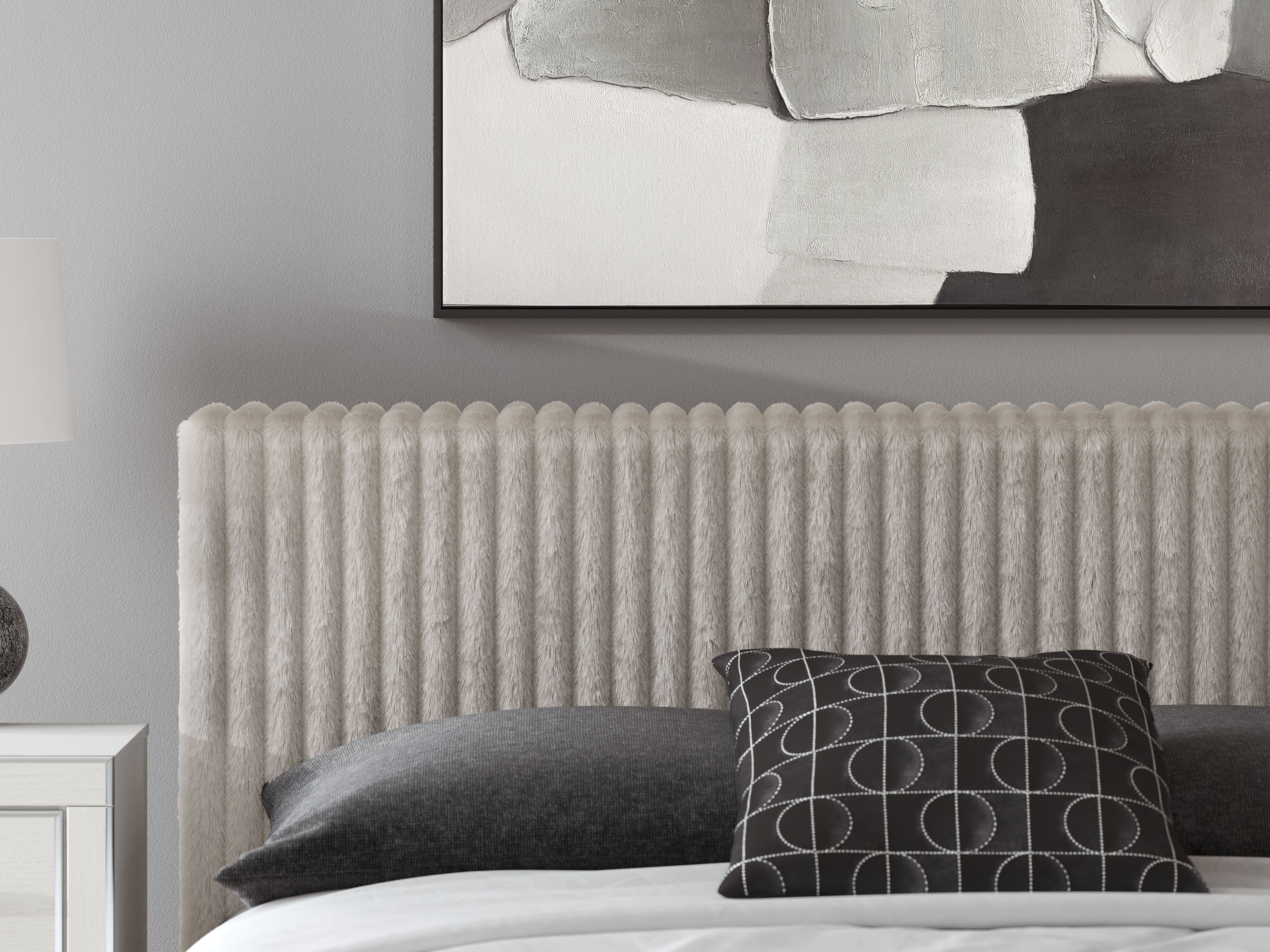 Ashley Furniture Zuraleus - Queen Upholstered Bed - White - Image 9