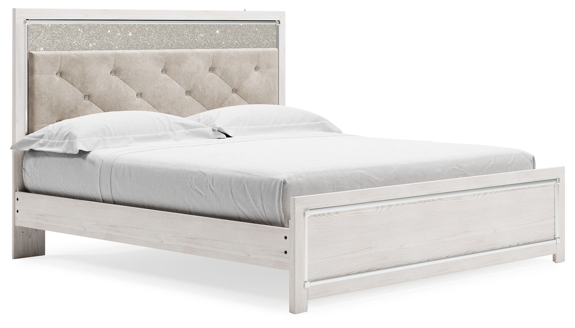 King Panel Bed With Upholstered Headboard