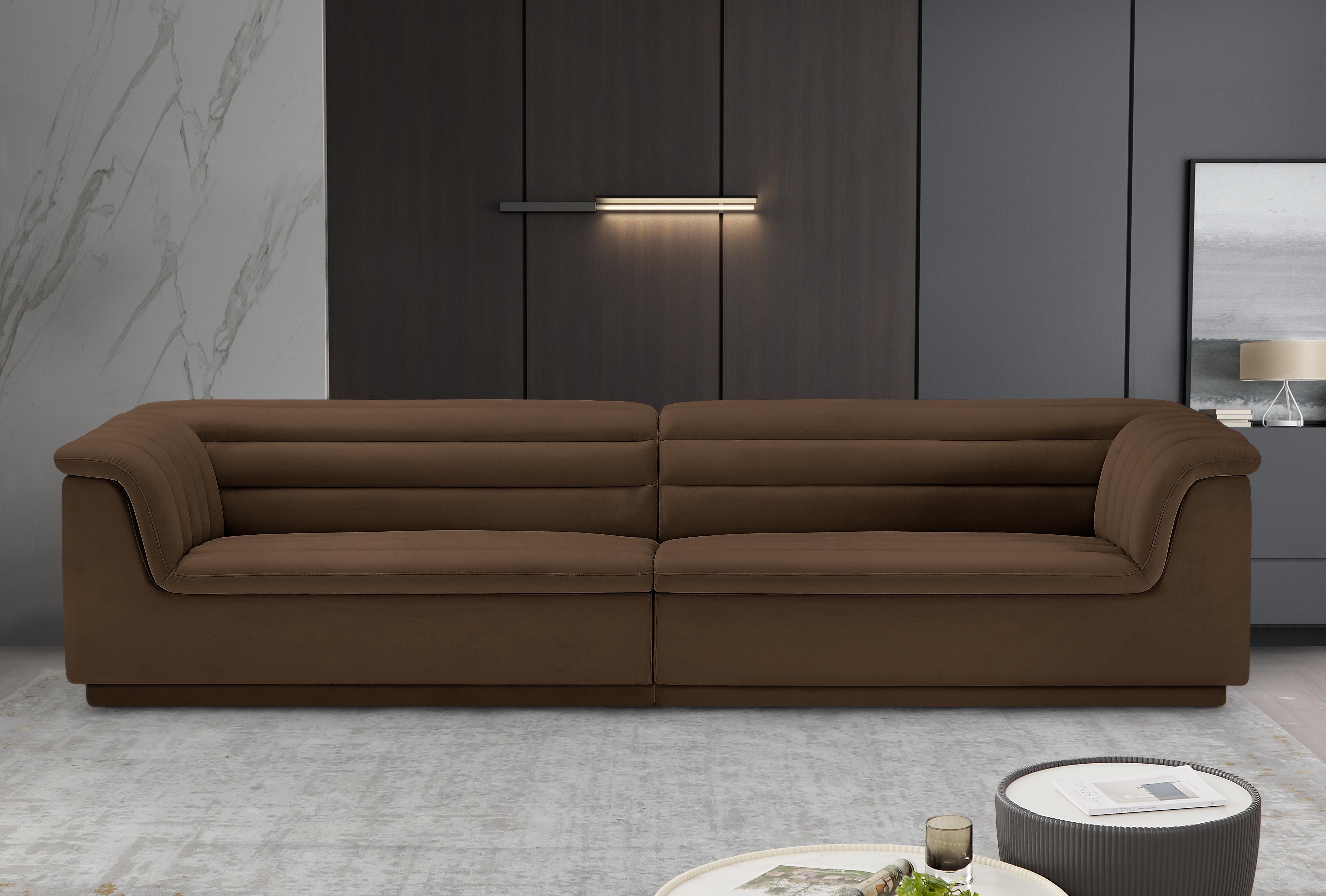 Cascade - Velvet Modular Sofa - Brown