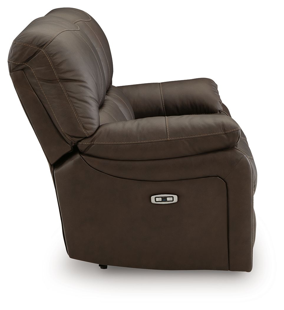 Ashley Furniture Leesworth - 3 Pc. - Power Reclining Sofa, Loveseat, Rocker Recliner - Dark Brown - Image 10