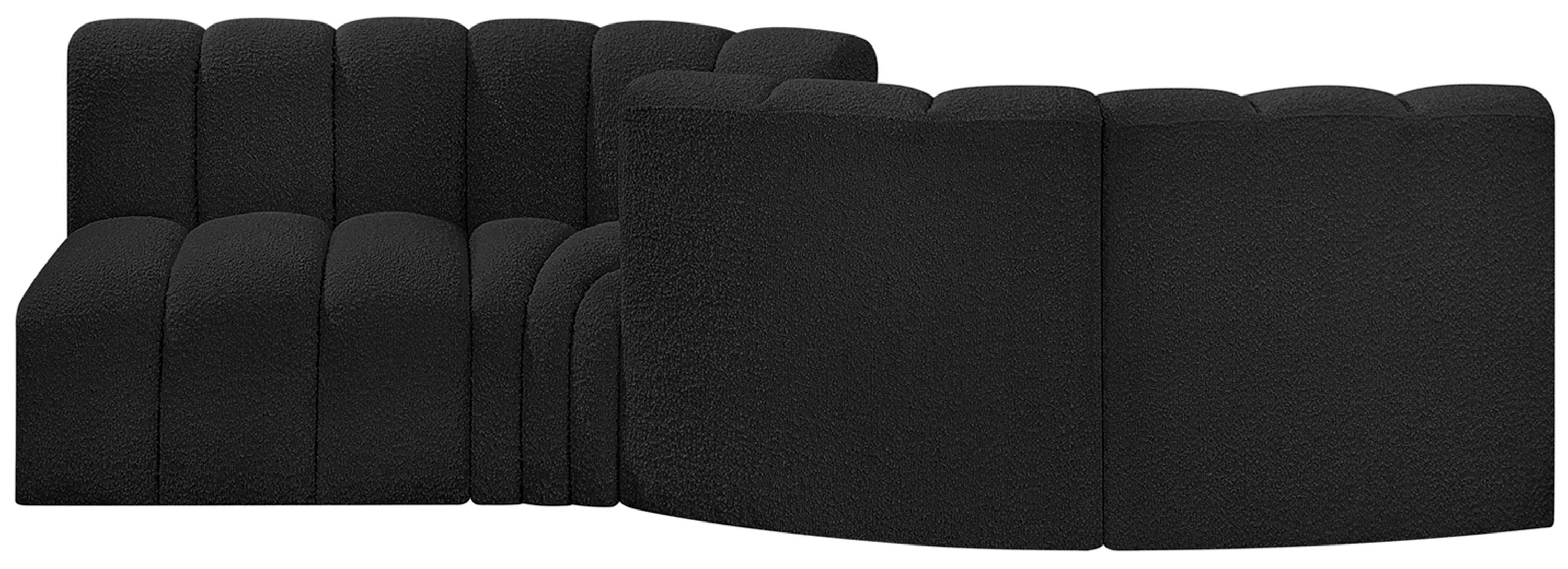 Arc - Boucle Fabric 4 Piece Sofa - Black