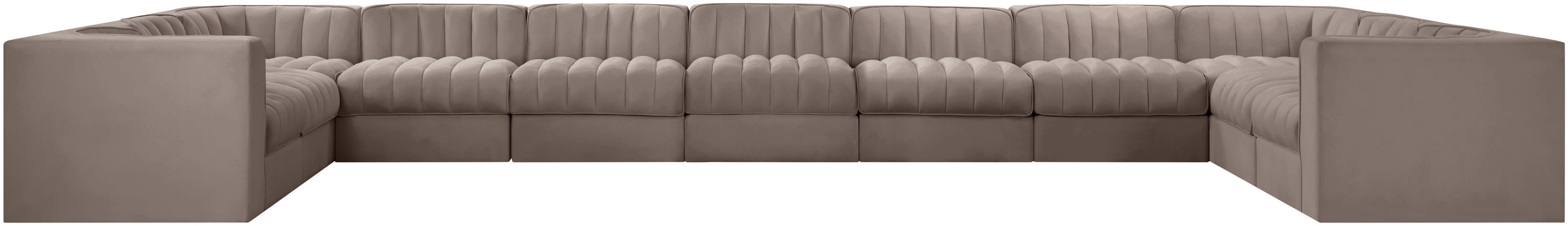 Rummi - Velvet Performance Fabric Upholstered 11 Piece Modular Sectional - Taupe