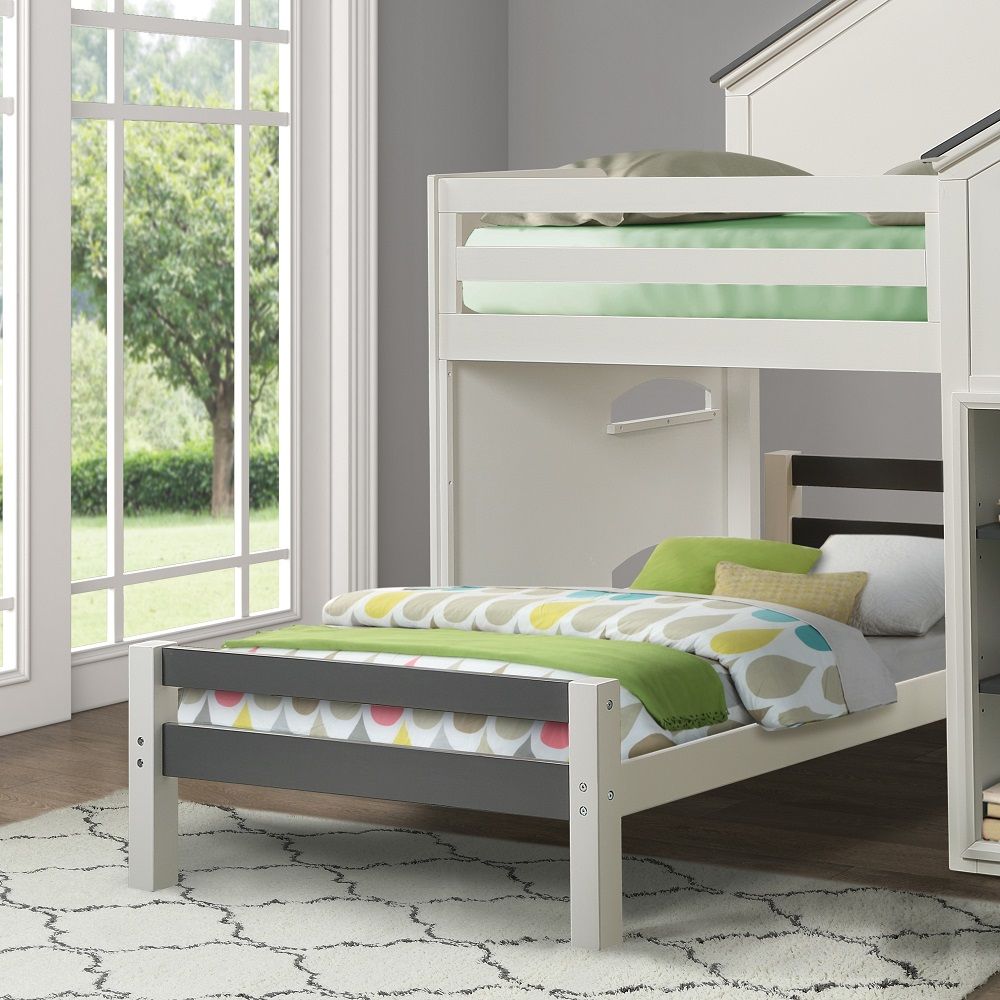 Ratana - Twin Bed - Gray & White, white