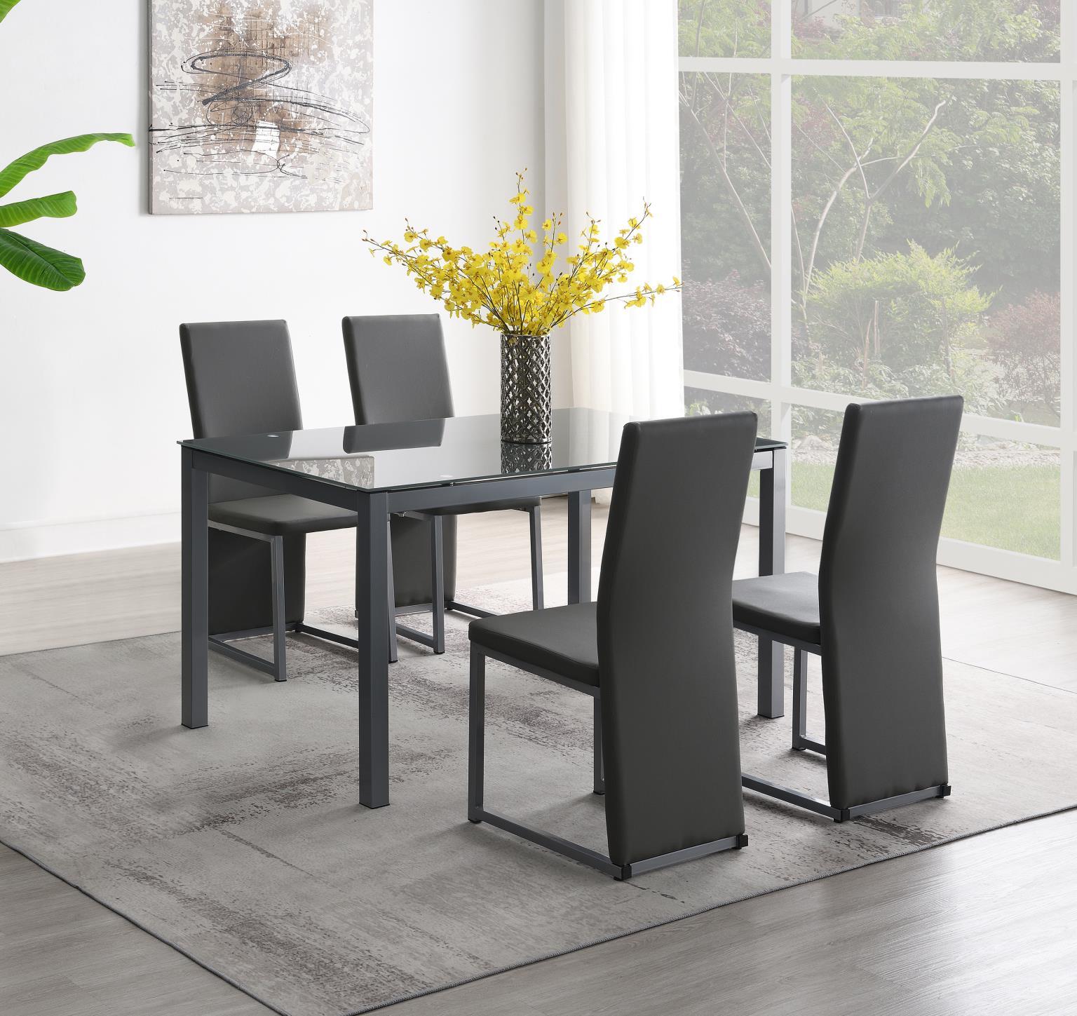 D227 - 5 Piece Dining Room Set (Table, 4 Side Chairs) - Dark Gray