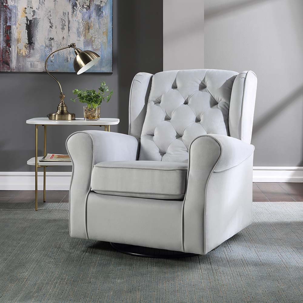 Zeger - Swivel Chair With Glider - Gray Fabric, light gray