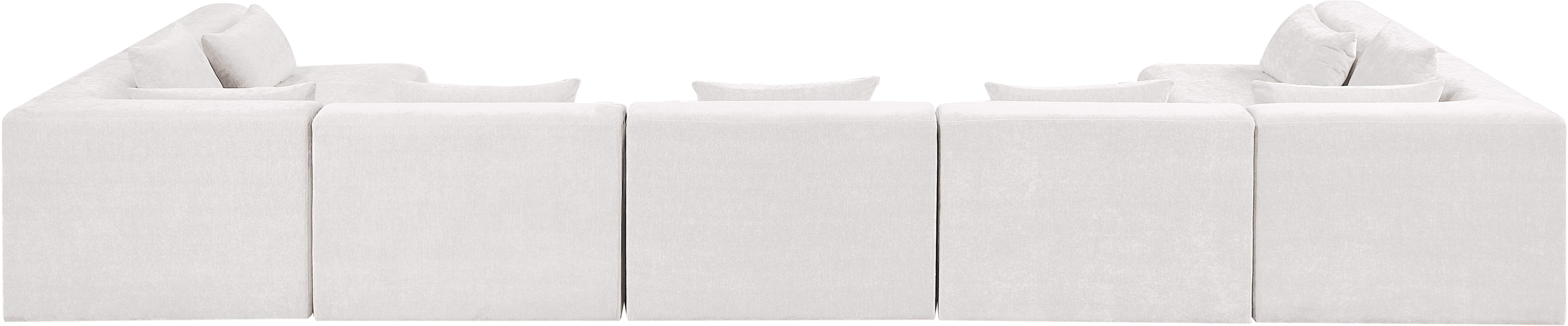 Stellar - 7 Piece Chenille Fabric 190" Upholstered Modular Sectional - Cream