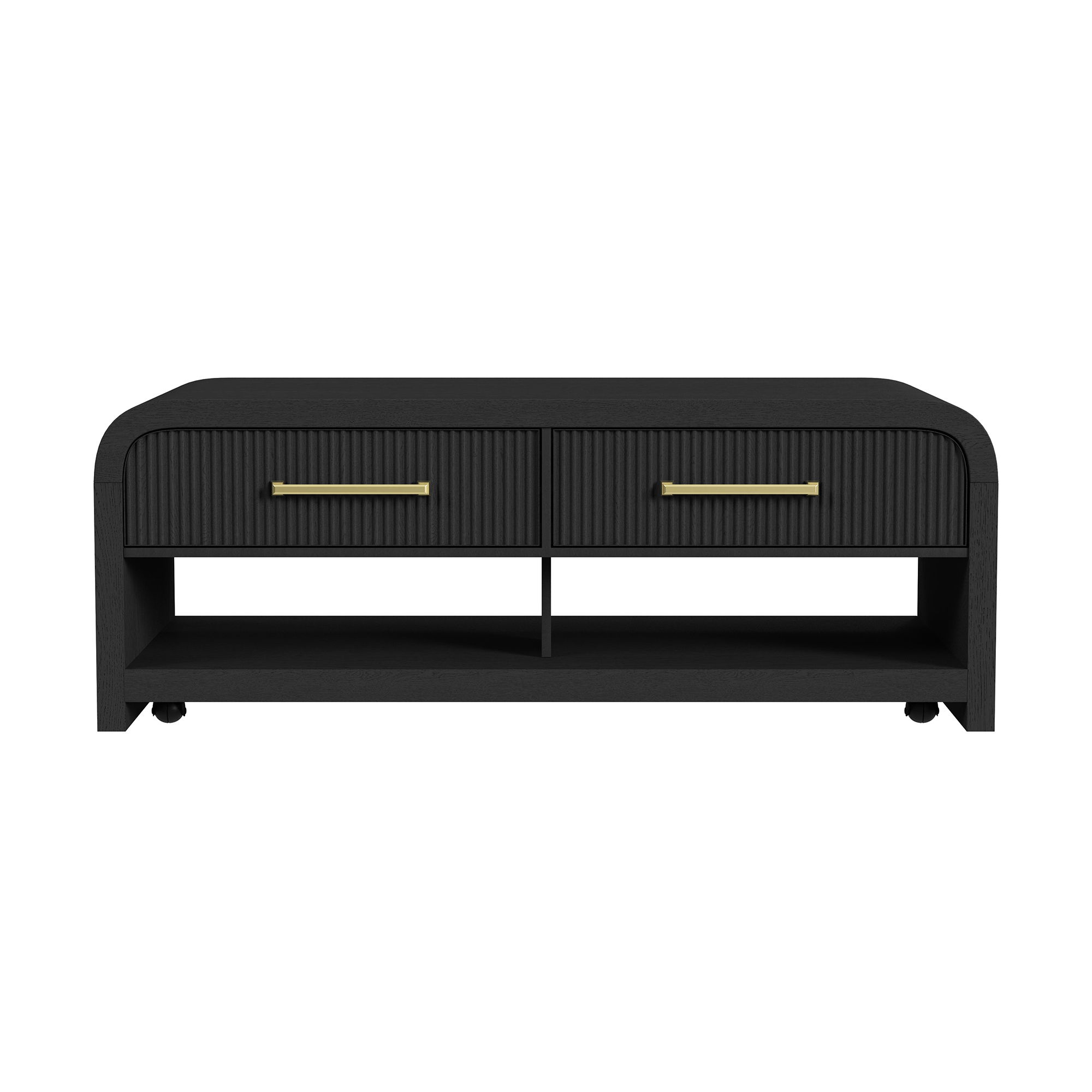 Ridgemont - Coffee Table With Casters / Push Through Drawer - Black