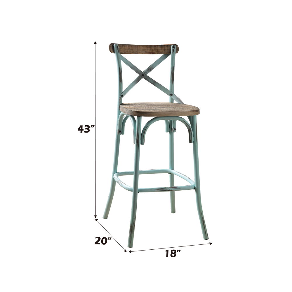 Zaire - Bar Chair - Antique Sky & Antique Oak, light blue, view 3