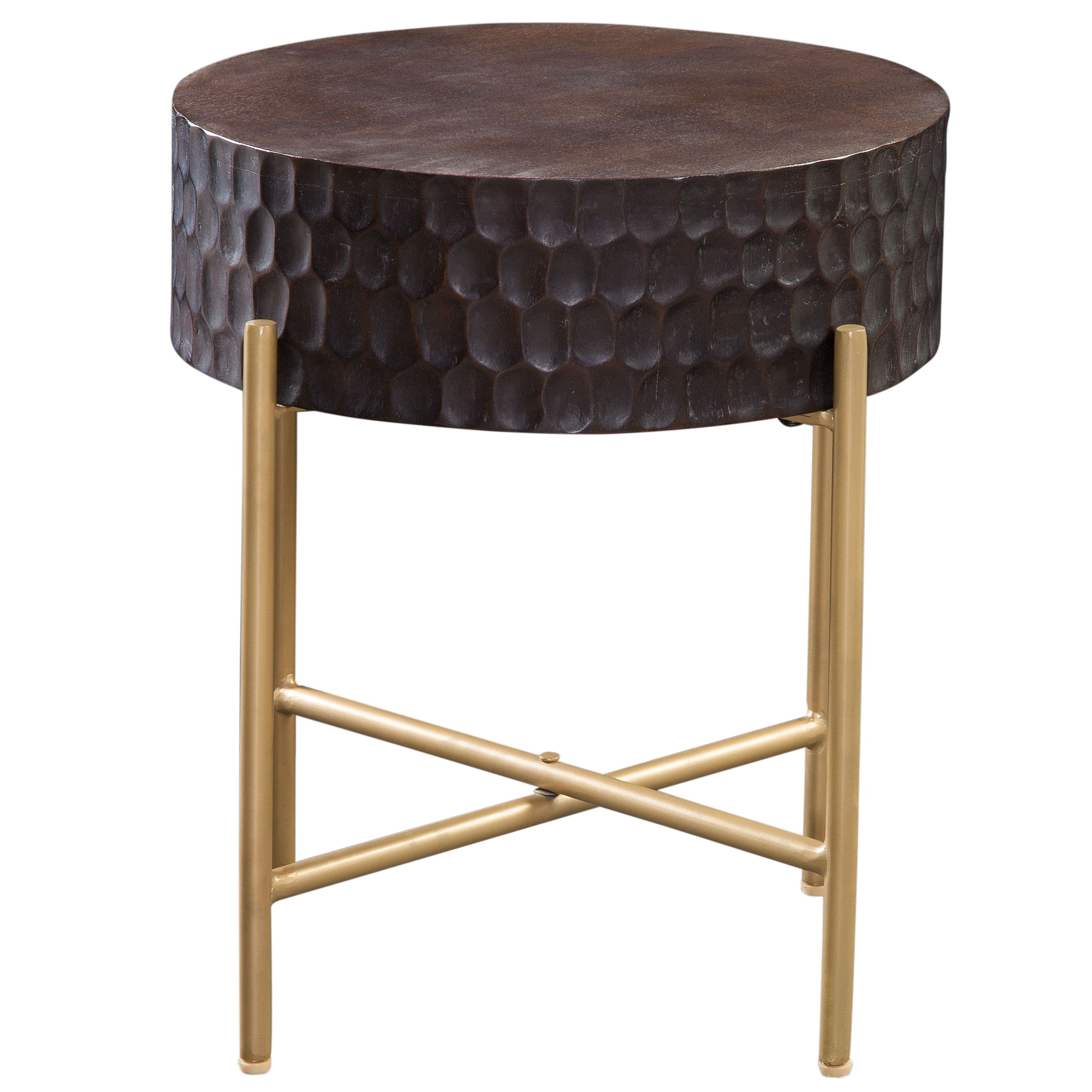 Bobbi - Round End Table - Brown / Gold
