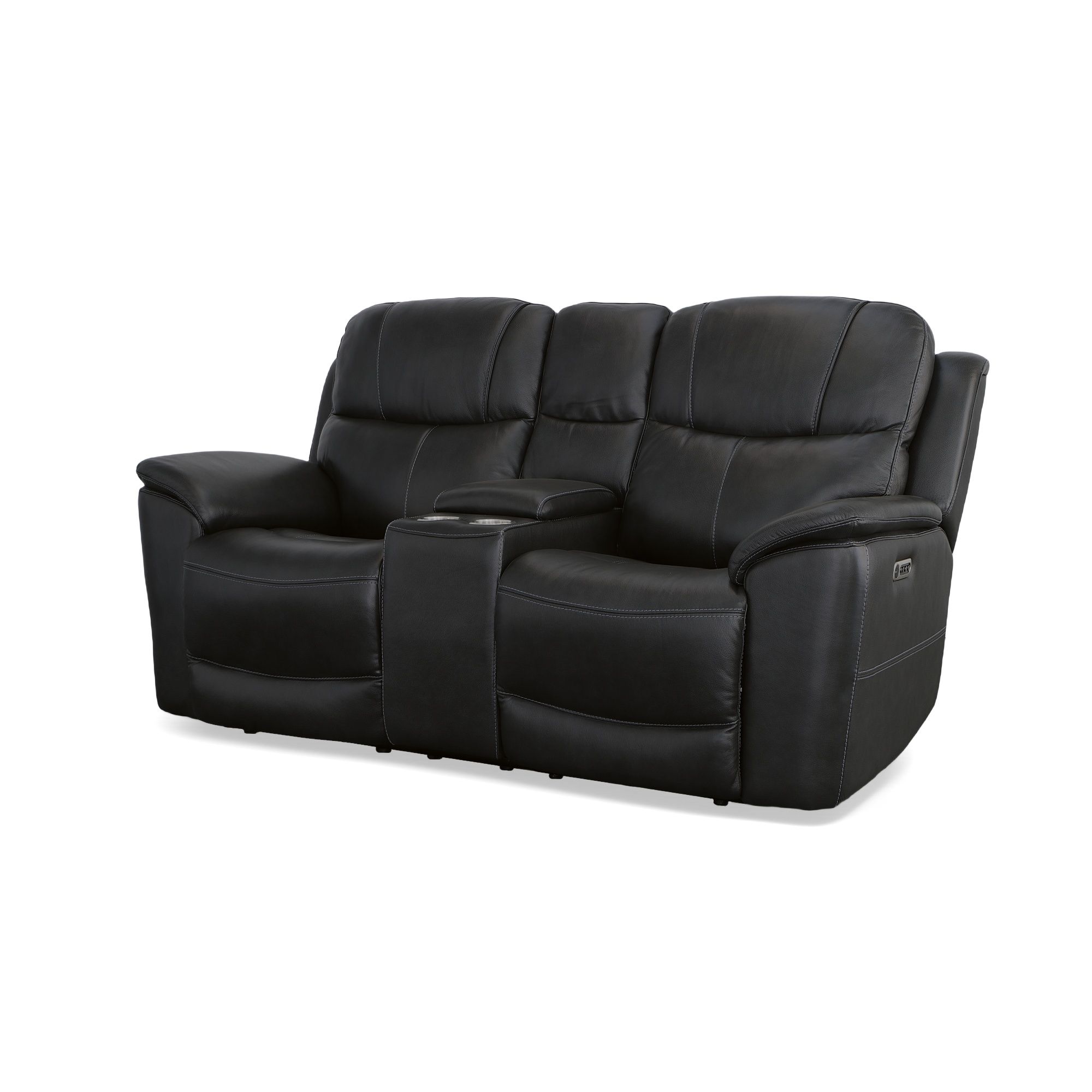 Crew - Power Reclining Loveseat With Console, Power Headrests & Lumbar - Raven, black