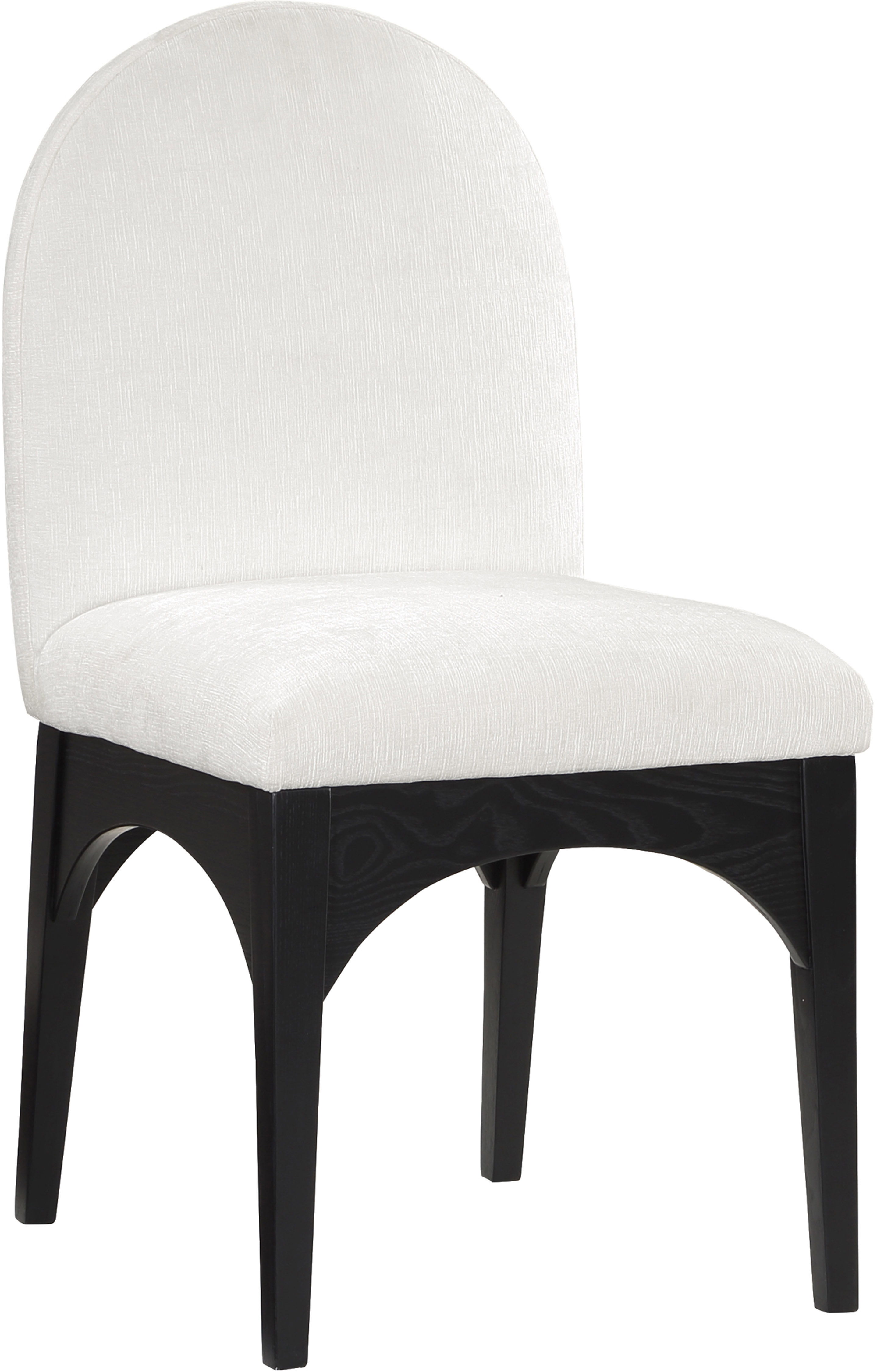 Waldorf - Chenille Dining Side Chair With Black Legs - Cream