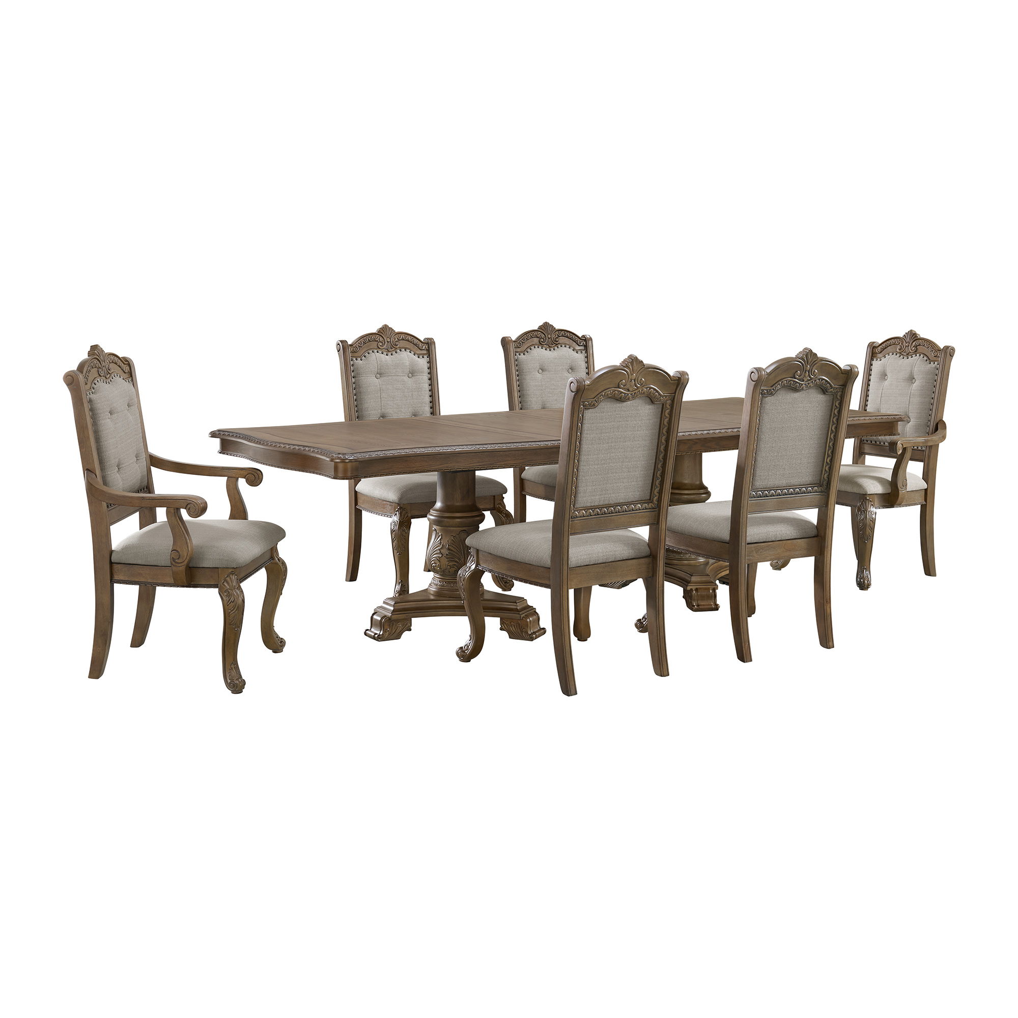 Madison Park - 7 Piece Standard Height Dining Set (Table, Four Chairs And Two Arm Chairs) - Walnut