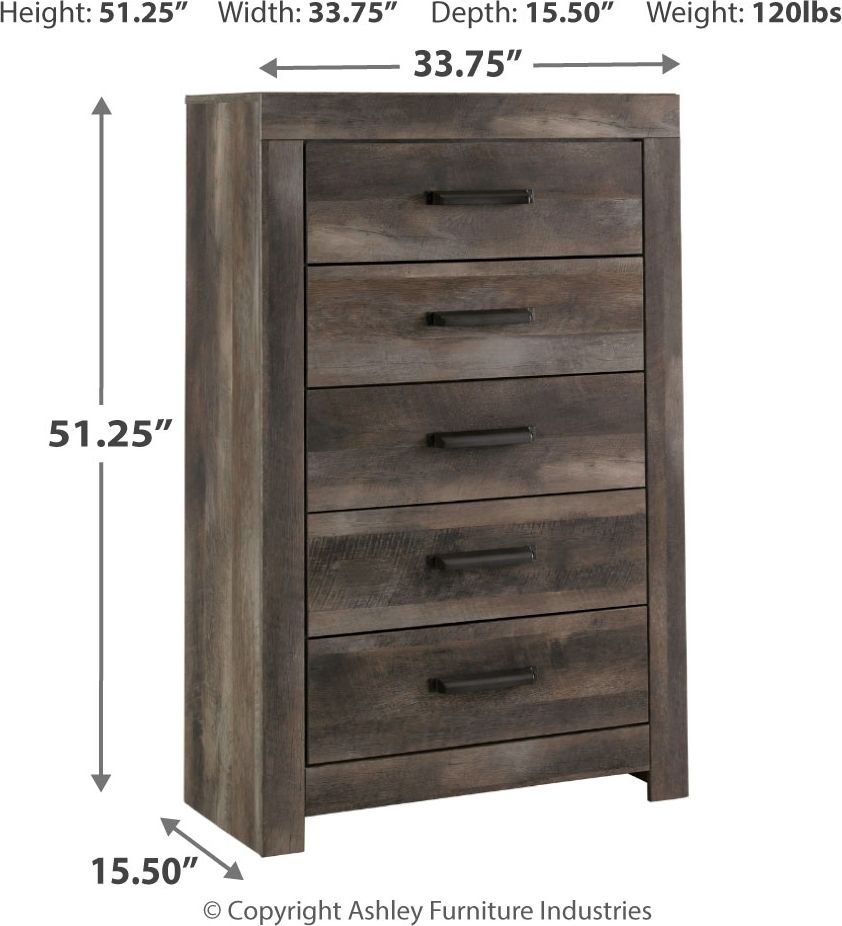 Wynnlow - 7 Pc. - Dresser, Mirror, Chest, King Panel Bed, 2 Nightstands - Gray