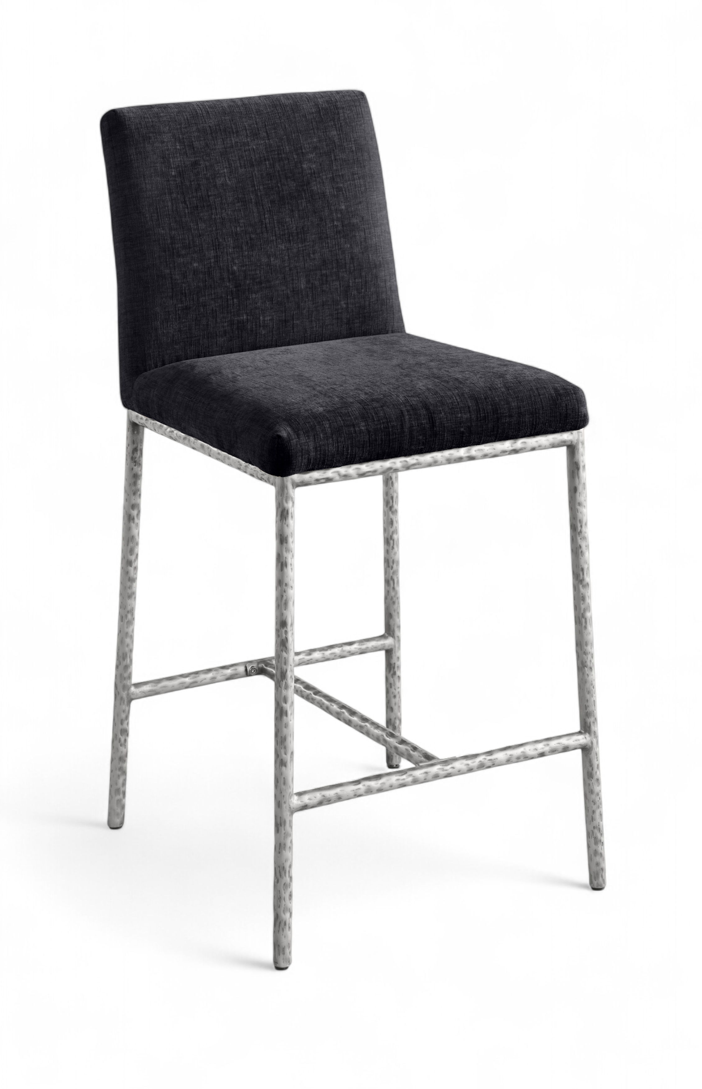 Reeves - Chenille Upholstered Counter Stool Fabric (Set of 2) - Black