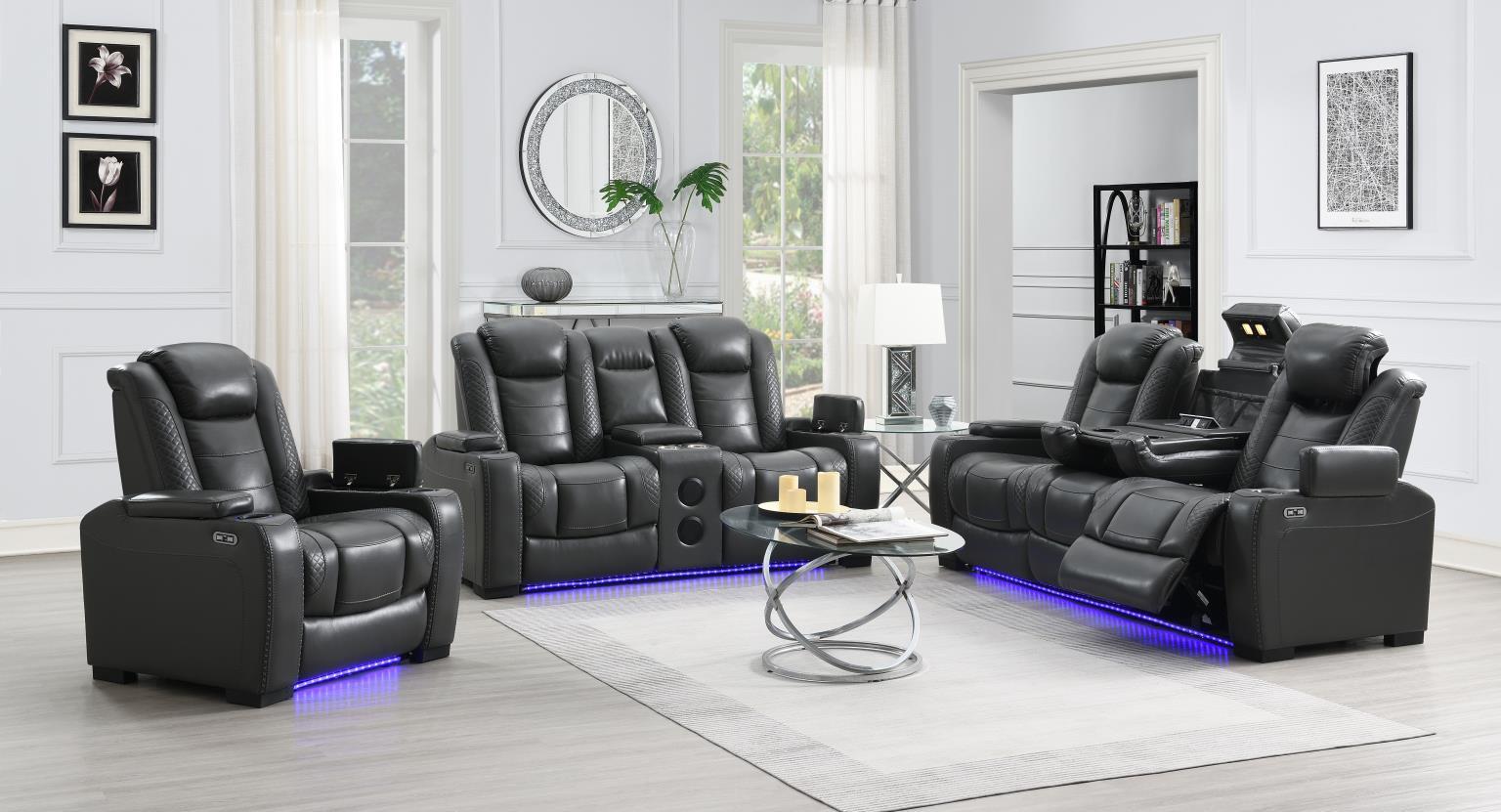 U93 - 3 Piece Living Room Set (Power Reclining Sofa & Power Reclining Loveseat, Power Reclining Chair) - Dark Gray