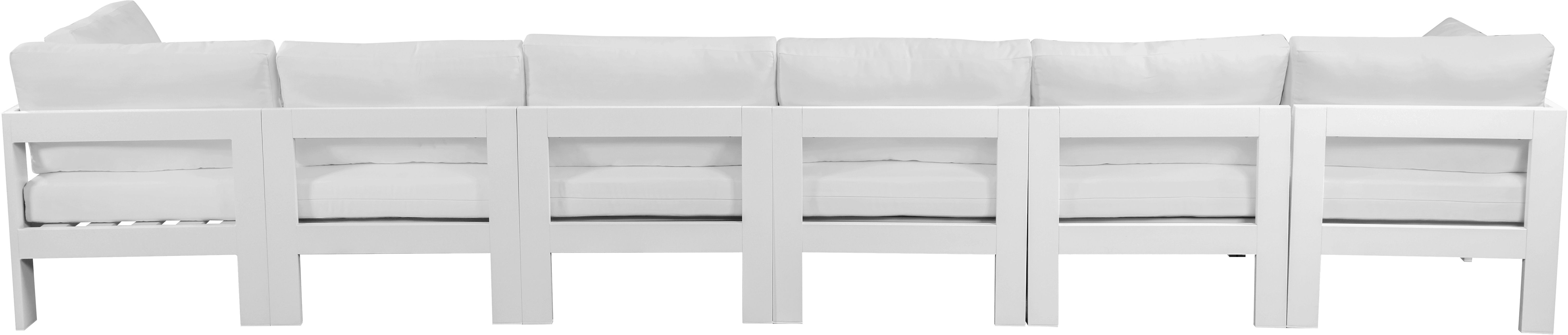 Nizuc - Outdoor Patio 6 Piece Modular Sofa With White Frame - White